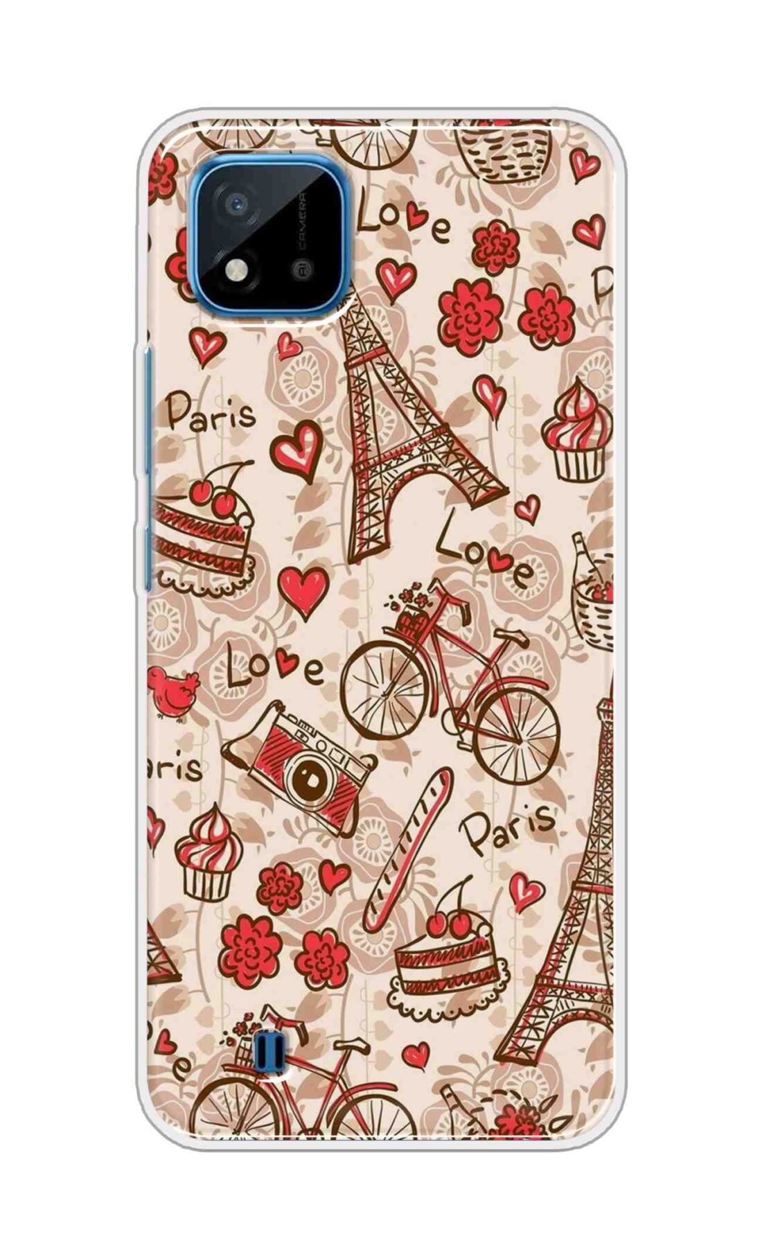 Coberta Back Cover For Realme C20 Back Cover Stylish Case - Paris and Love Text Pattern D11626