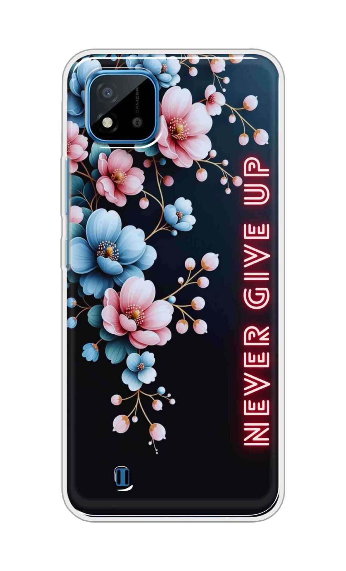 Coberta Back Cover For Realme C20 Back Cover Stylish Case - Never Give Up with Flowers Design D16500