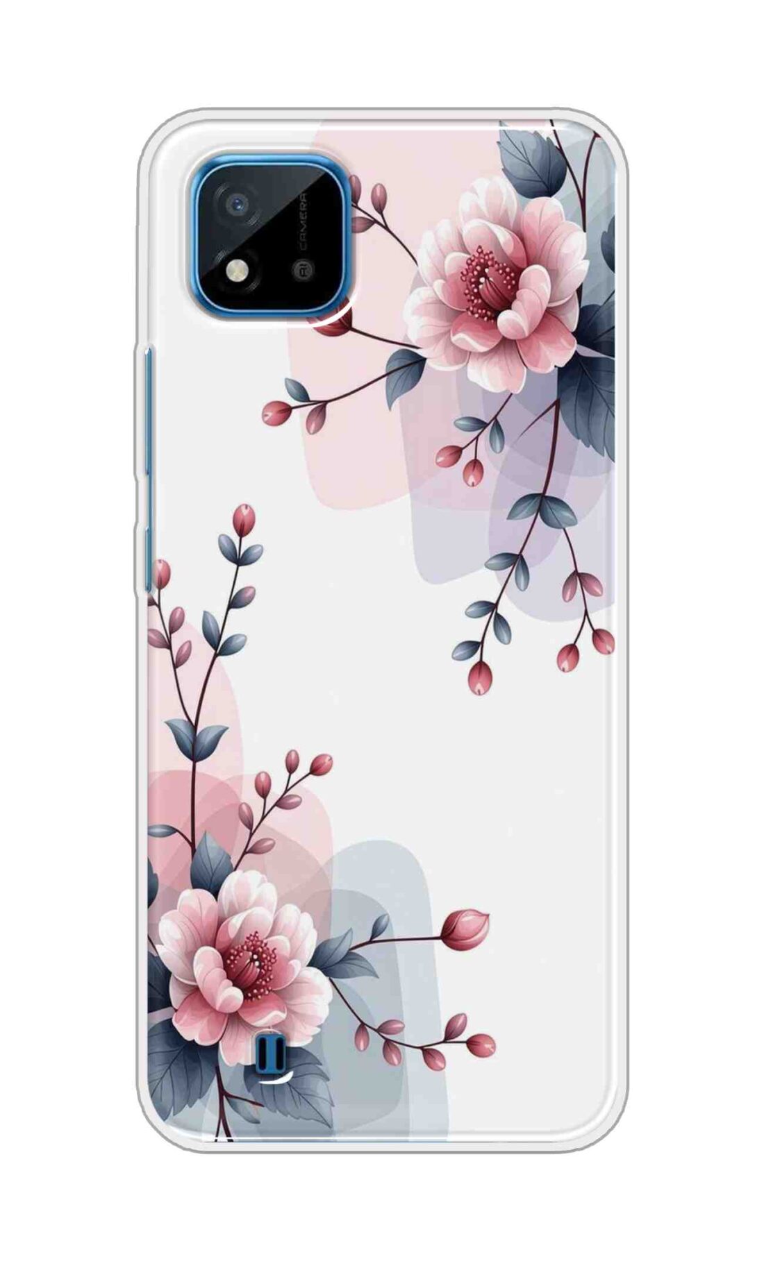 Coberta Back Cover For Realme C20 Back Cover Stylish Case - Pink Flowers and Leaves Design Design D16510
