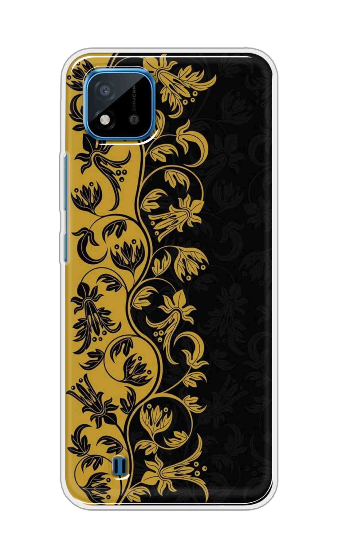 Coberta Back Cover For Realme C20 Back Cover Stylish Case - Black and Yellow Leaves Design D16518