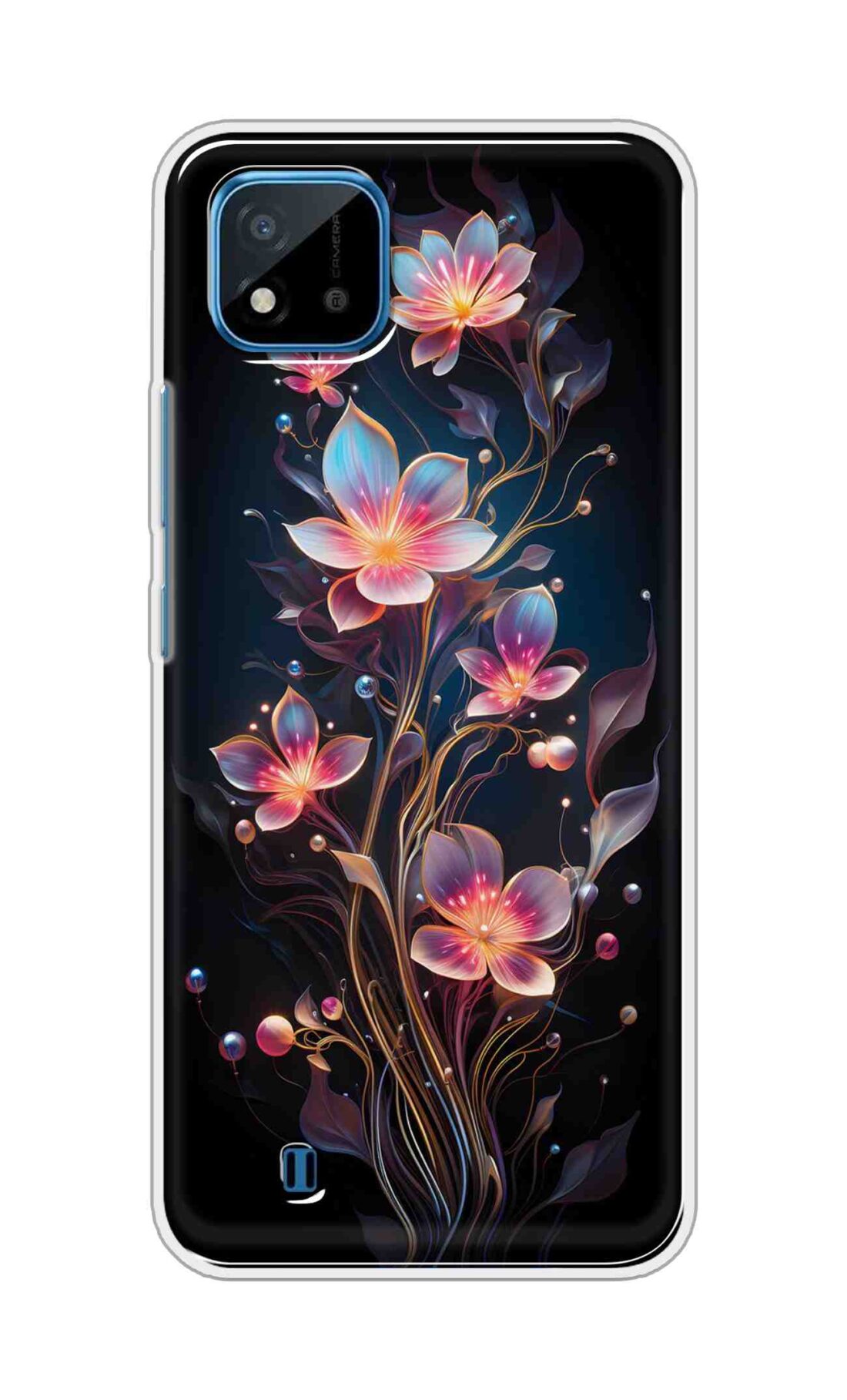 Coberta Back Cover For Realme C20 Back Cover Stylish Case - Asthetic Flowers in Black Design D16523