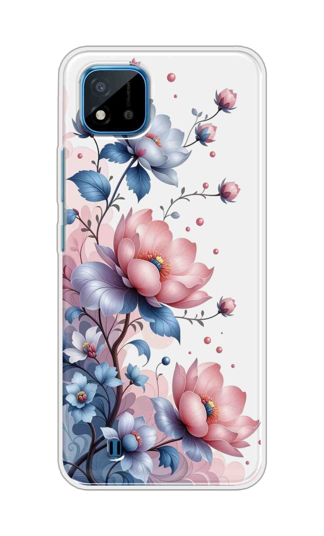 Coberta Back Cover For Realme C20 Back Cover Stylish Case - Asthetic Flowers in White Design D16607