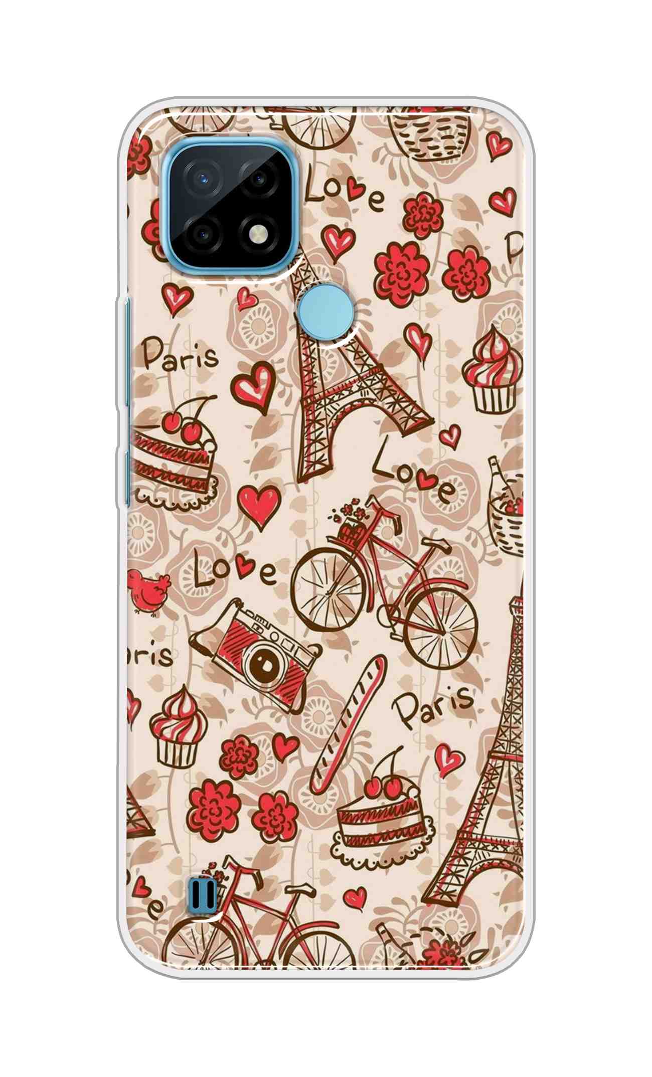 Coberta Back Cover For Realme C21 Back Cover Stylish Case - Paris and Love Text Pattern D11626