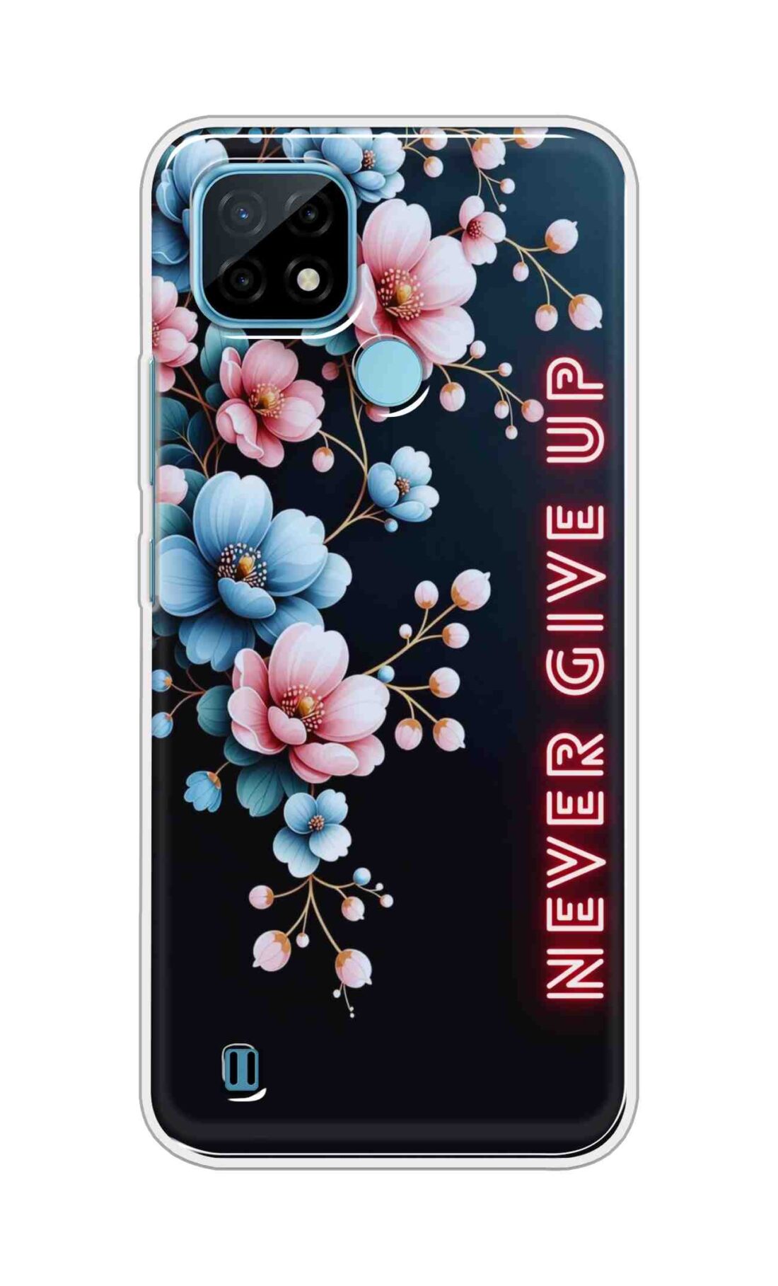 Coberta Back Cover For Realme C21 Back Cover Stylish Case - Never Give Up with Flowers Design D16500