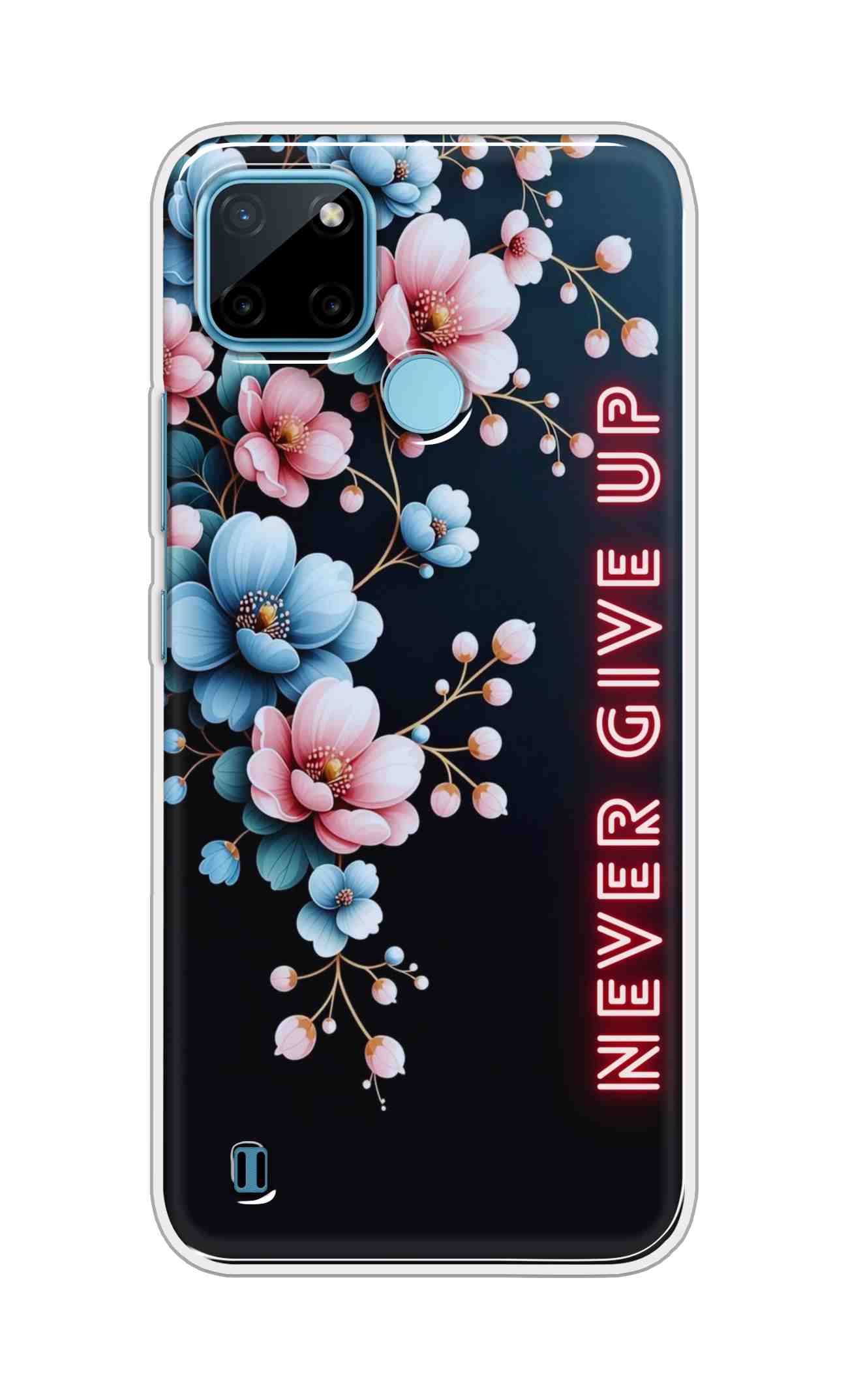 Coberta Back Cover For Realme C21Y Back Cover Stylish Case - Never Give Up with Flowers Design D16500