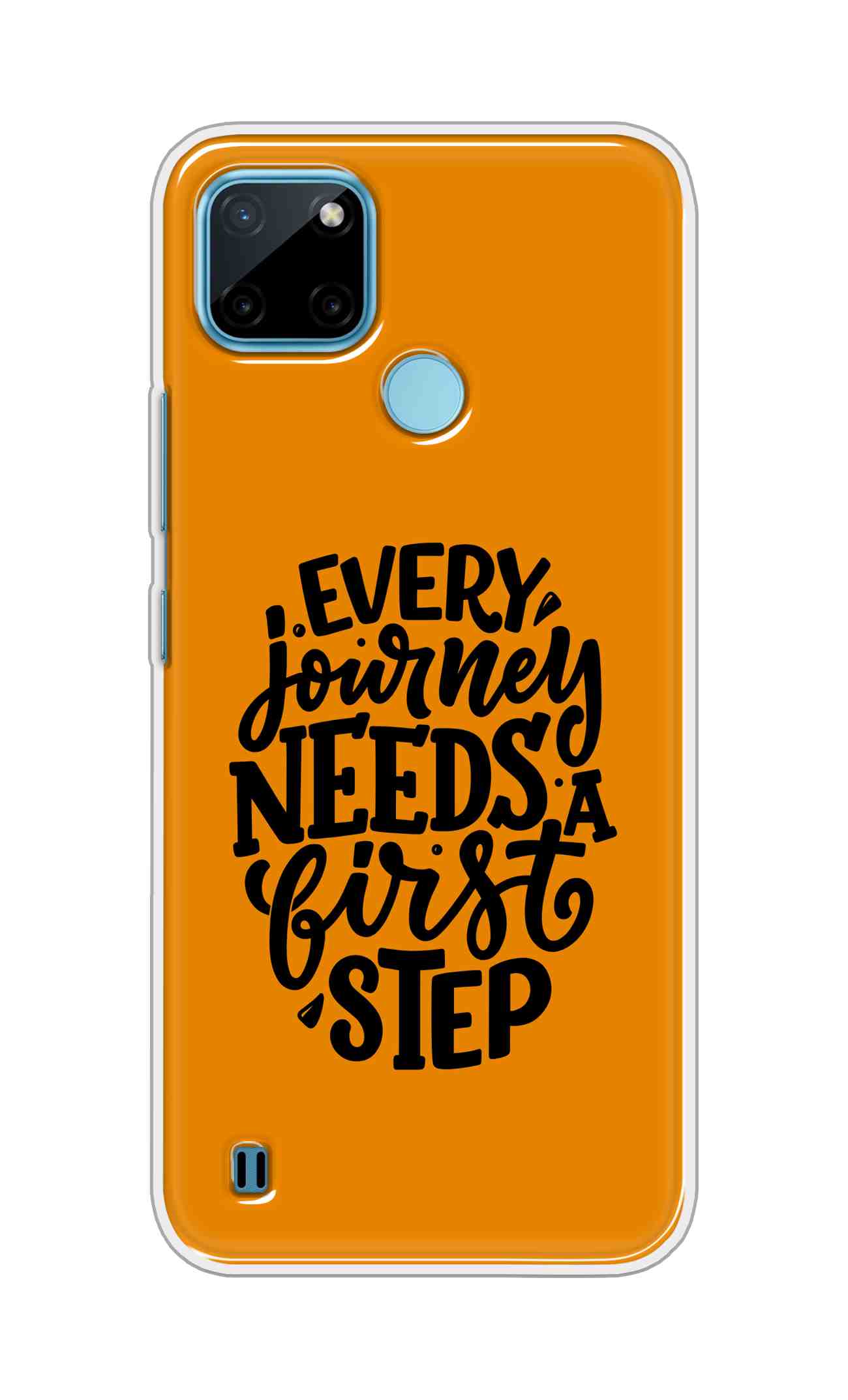 Coberta Back Cover For Realme C21Y Back Cover Stylish Case - Every Journey Needs a First Step in Orange Design D16503