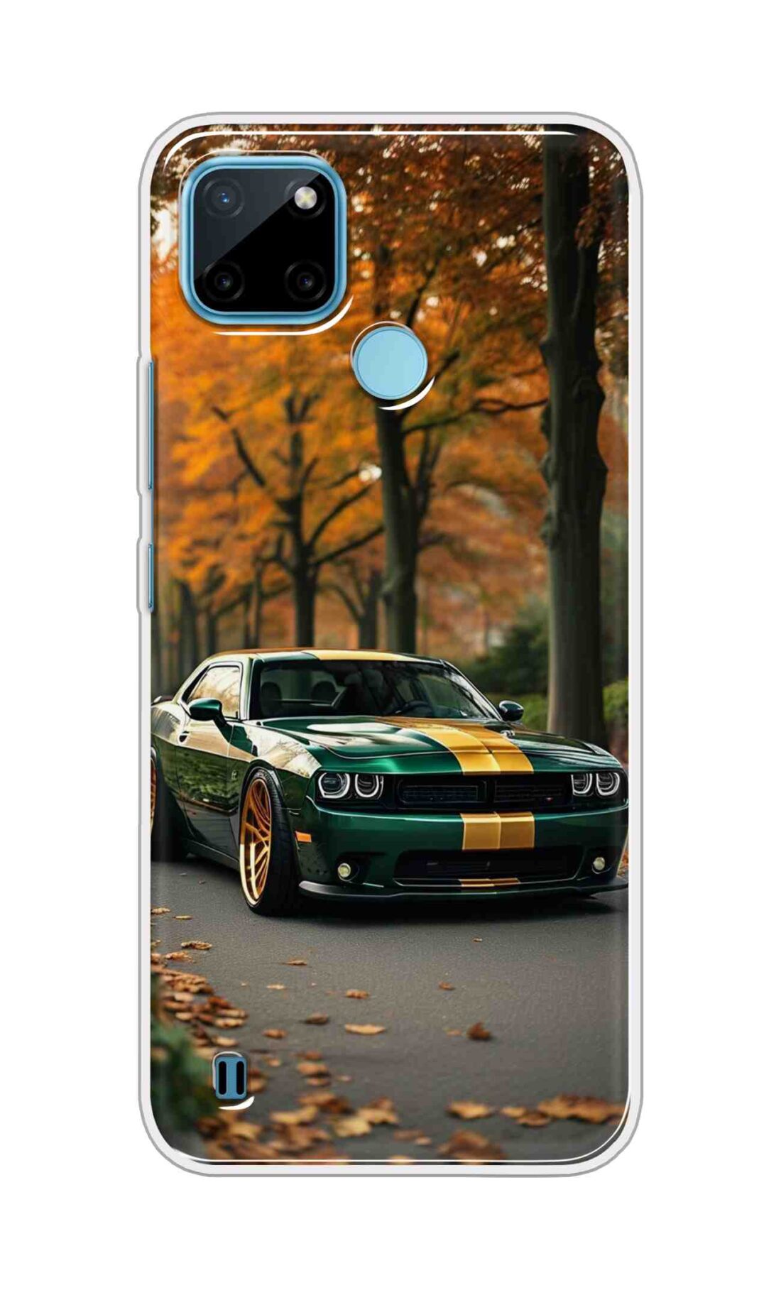 Coberta Back Cover For Realme C21Y Back Cover Stylish Case - Golden Line in Green Design D16546