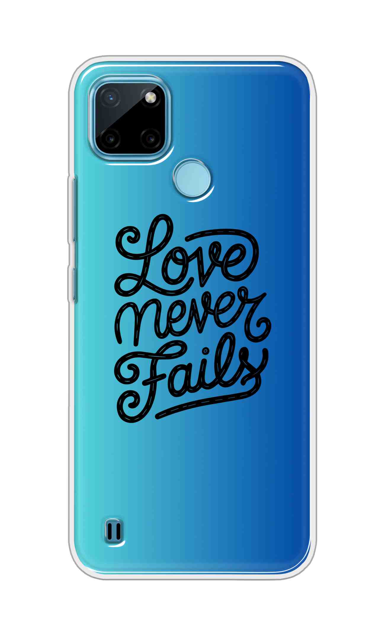 Coberta Back Cover For Realme C21Y Back Cover Stylish Case - Love Never Fails in Blue Design D16643