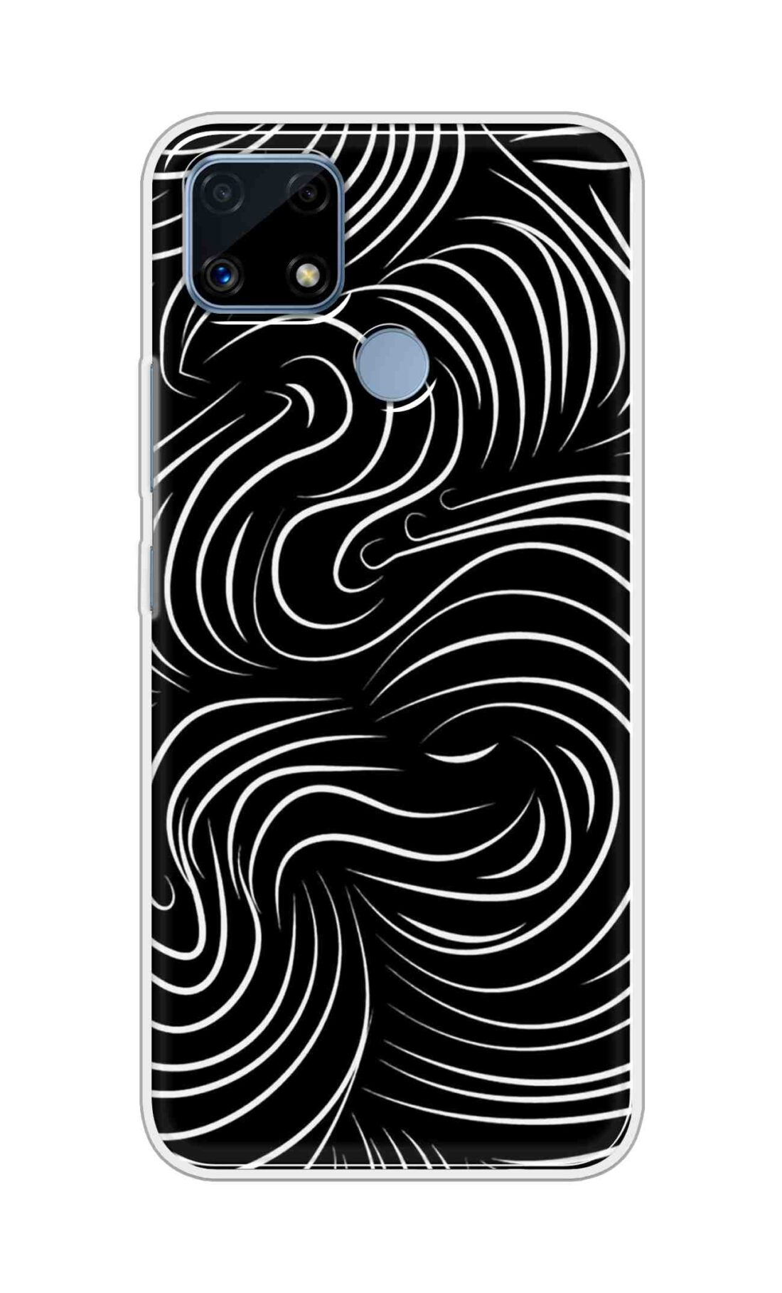 Coberta Back Cover For Realme C25 Back Cover Stylish Case - White Curves Design D16552