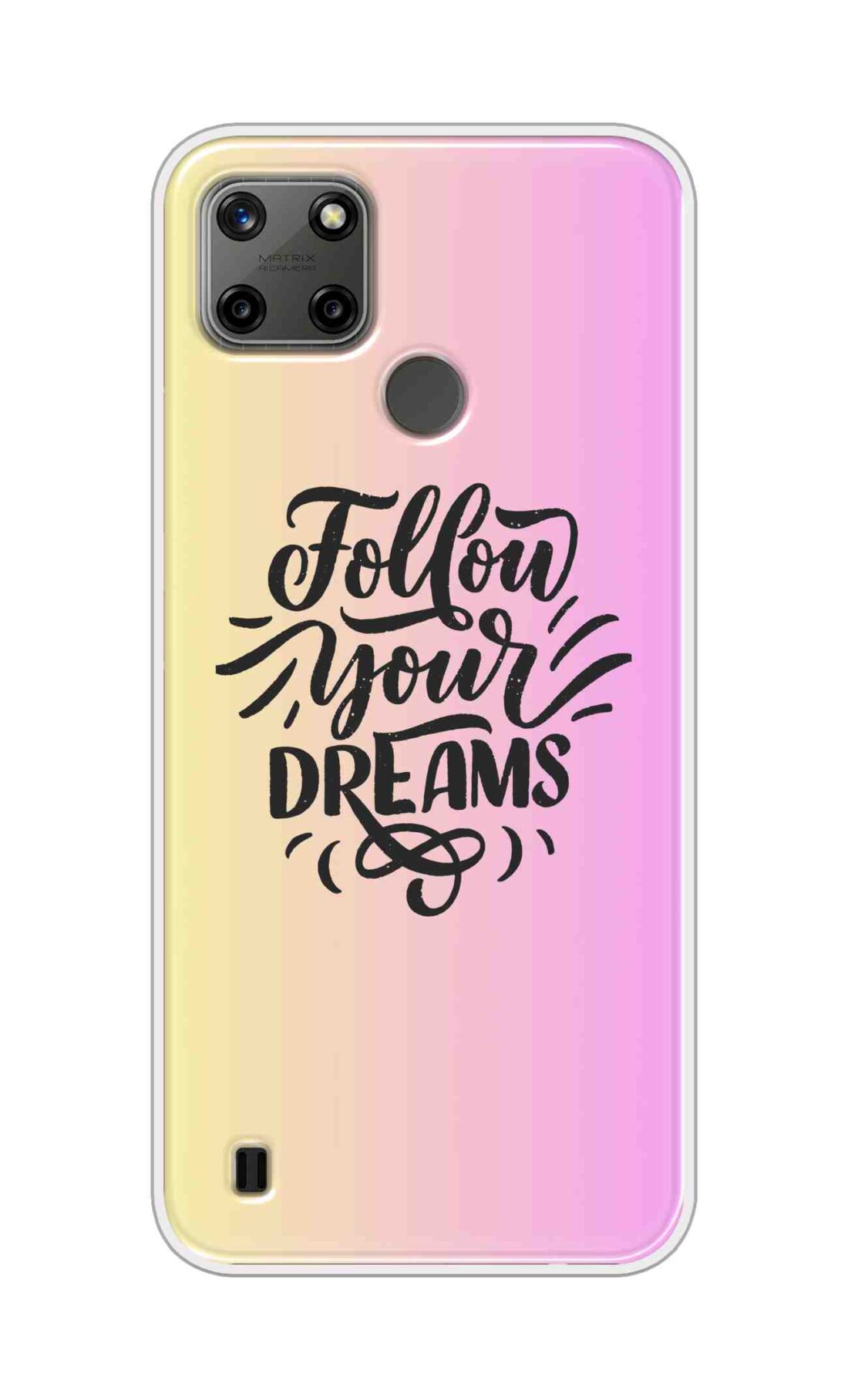 Coberta Back Cover For Realme C25Y Back Cover Stylish Case - Follow Your Dreams In Pink And Yellow Design D16499
