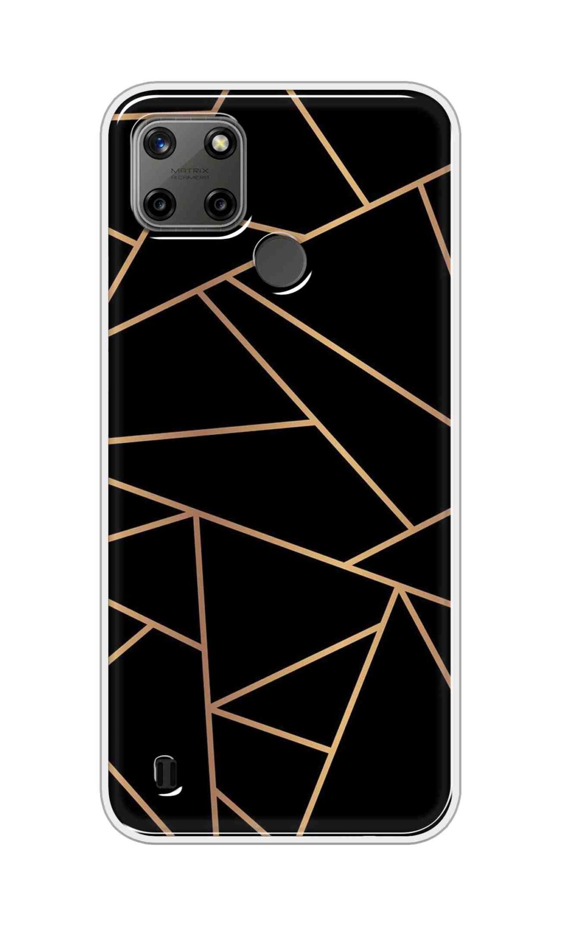 Coberta Back Cover For Realme C25Y Back Cover Stylish Case - Golden Zig Zag Pattern in Black Design D16519
