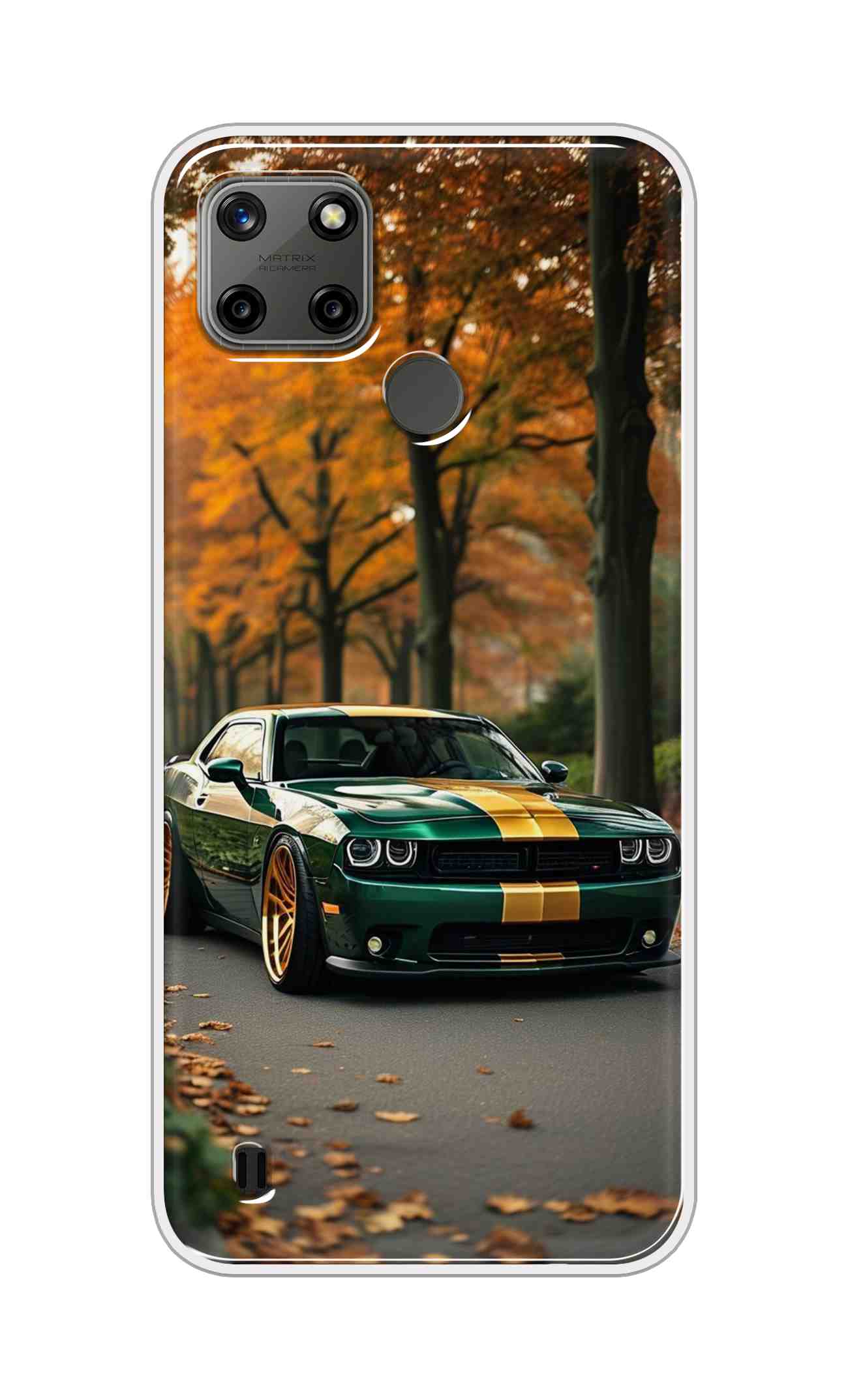 Coberta Back Cover For Realme C25Y Back Cover Stylish Case - Golden Line in Green Design D16546