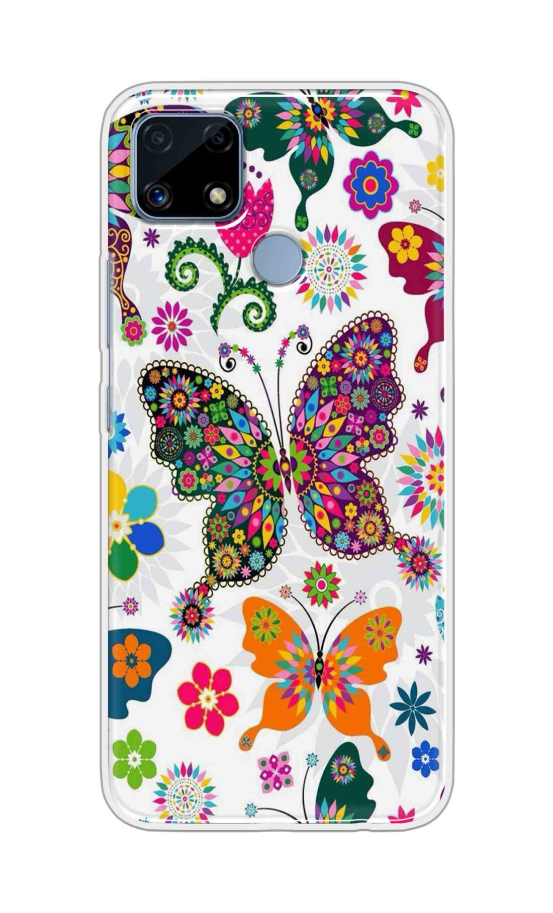 Coberta Back Cover For Realme C25s Back Cover Stylish Case - Colourful Butterflyes Design D11038