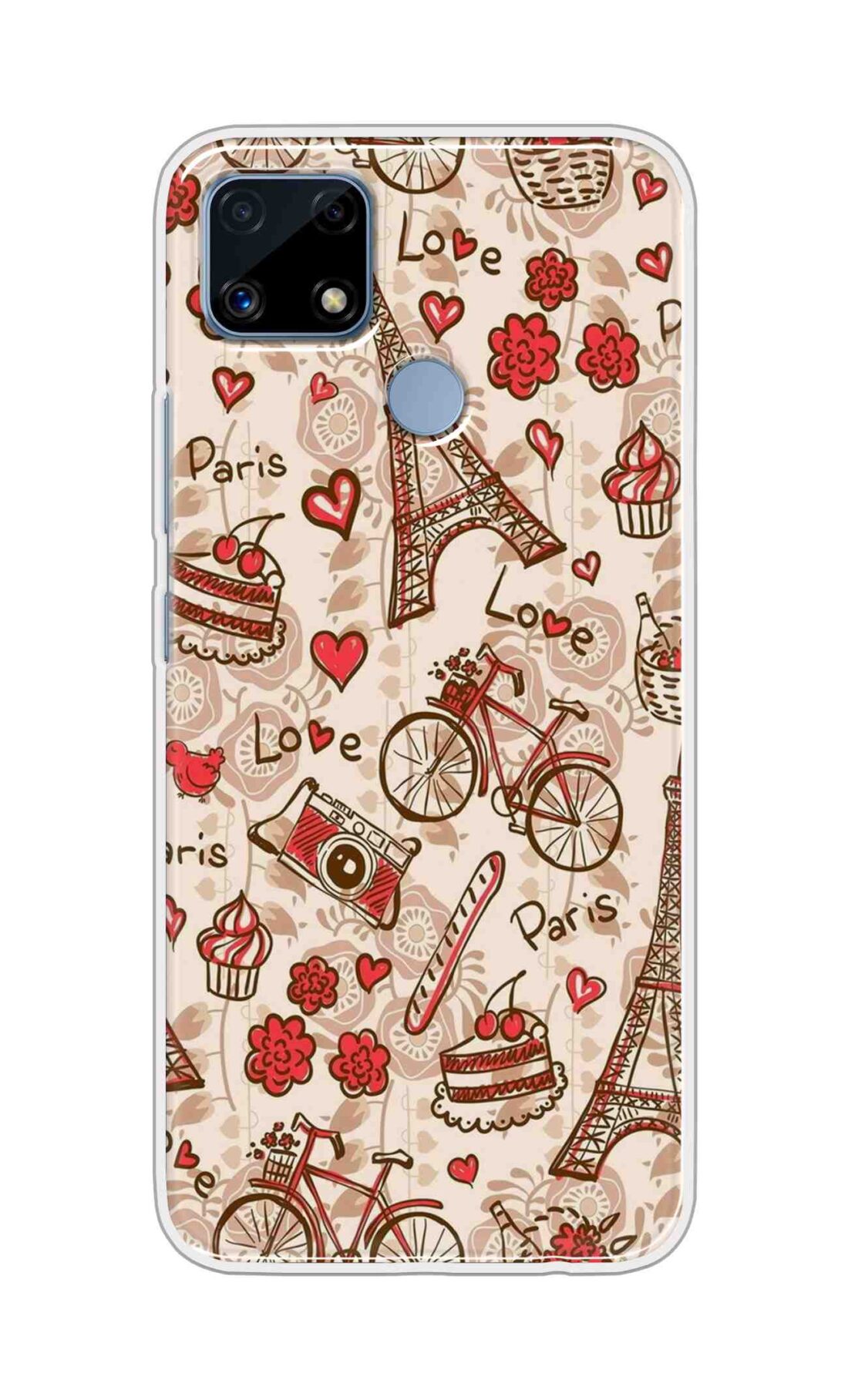 Coberta Back Cover For Realme C25s Back Cover Stylish Case - Paris and Love Text Pattern D11626