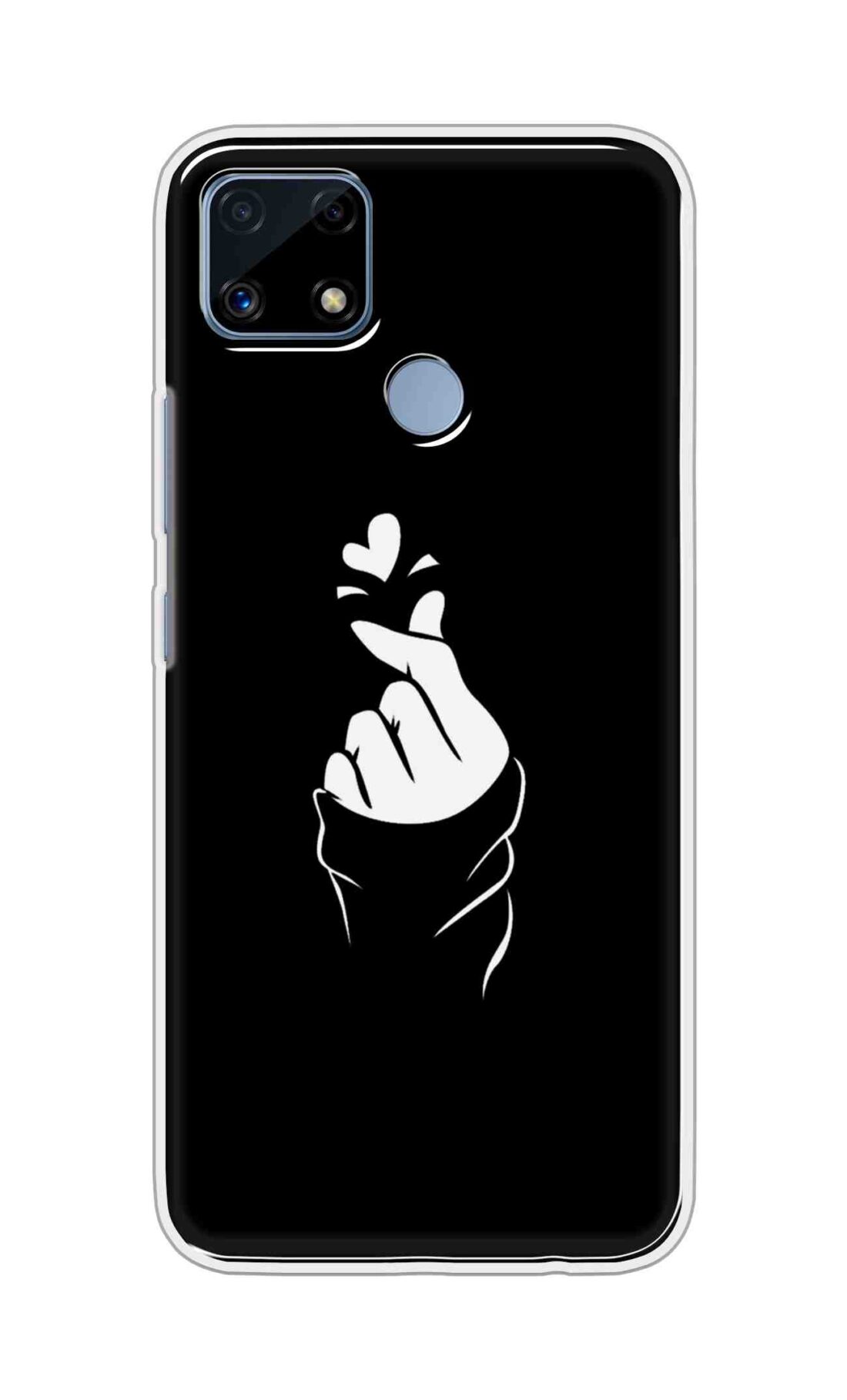 Coberta Back Cover For Realme C25s Back Cover Stylish Case - Black Korean Heart Design D11802
