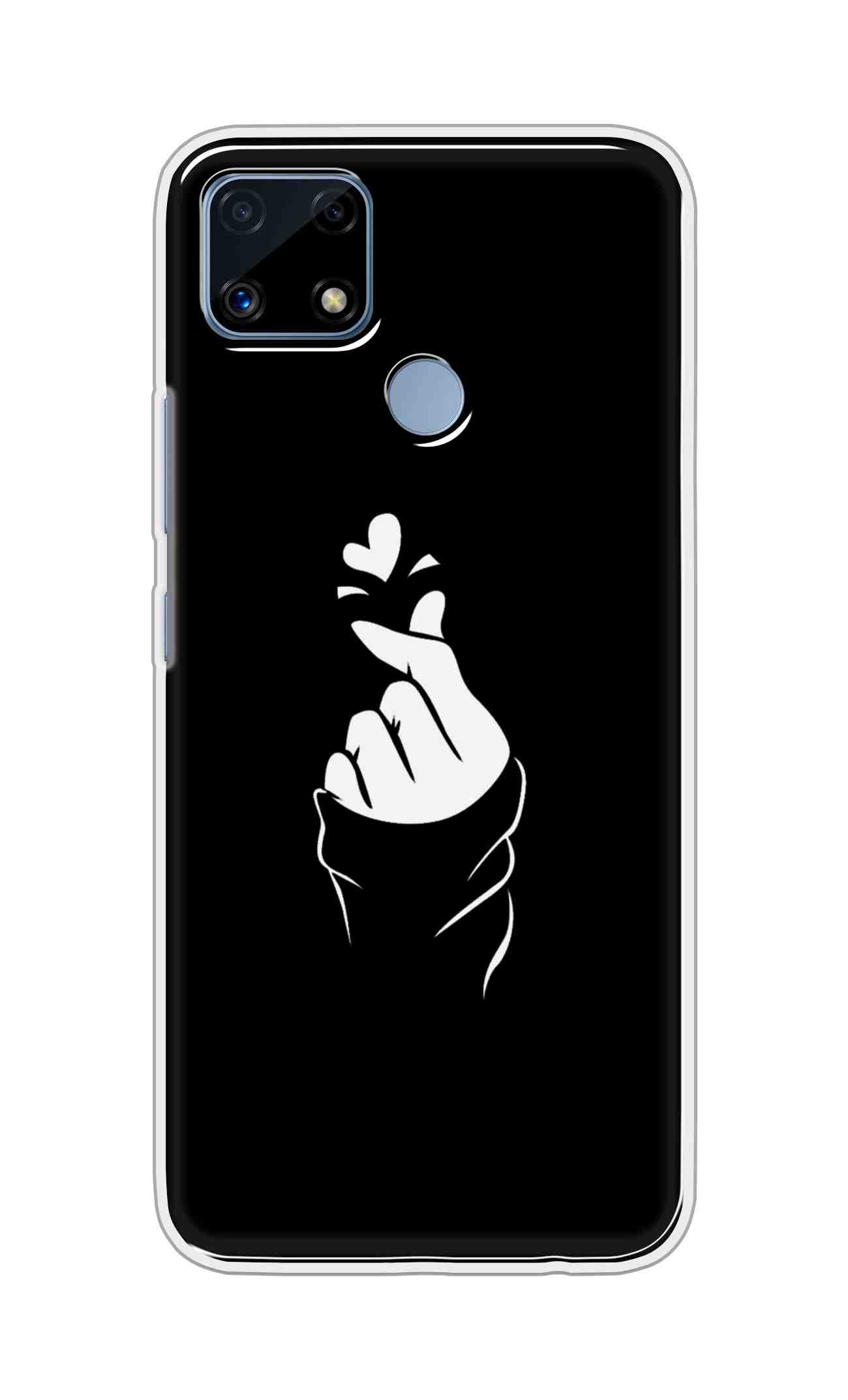 Coberta Back Cover For Realme C25s Back Cover Stylish Case - Black Korean Heart Design D11802