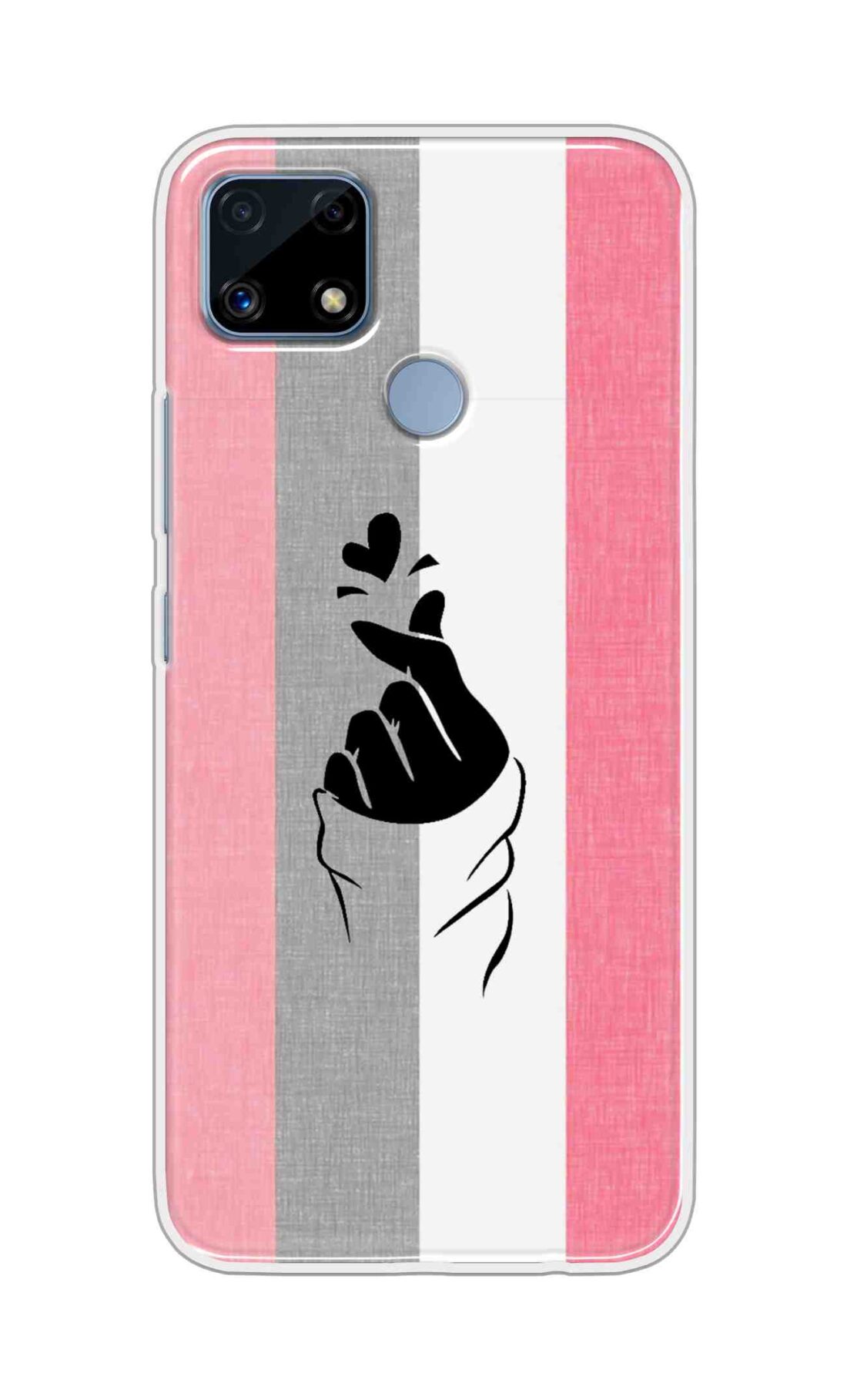 Coberta Back Cover For Realme C25s Back Cover Stylish Case - Pink and Grey Korean Heart Design D11894