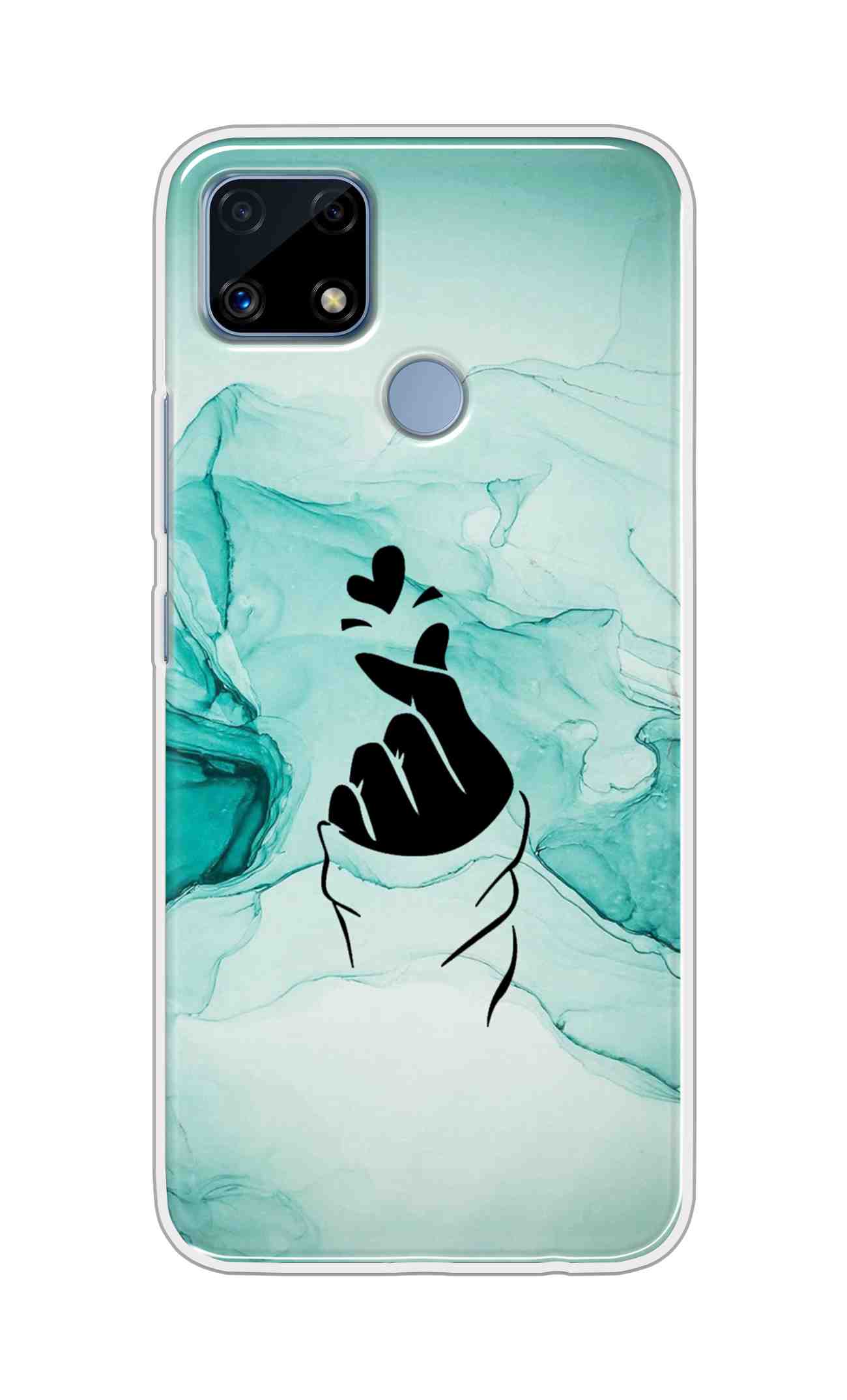 Coberta Back Cover For Realme C25s Back Cover Stylish Case - Korean Heart on Marble Design D14912