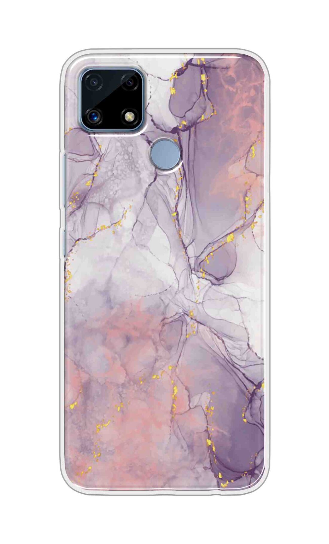 Coberta Back Cover For Realme C25s Back Cover Stylish Case - Light Marble with Golden Design D16162