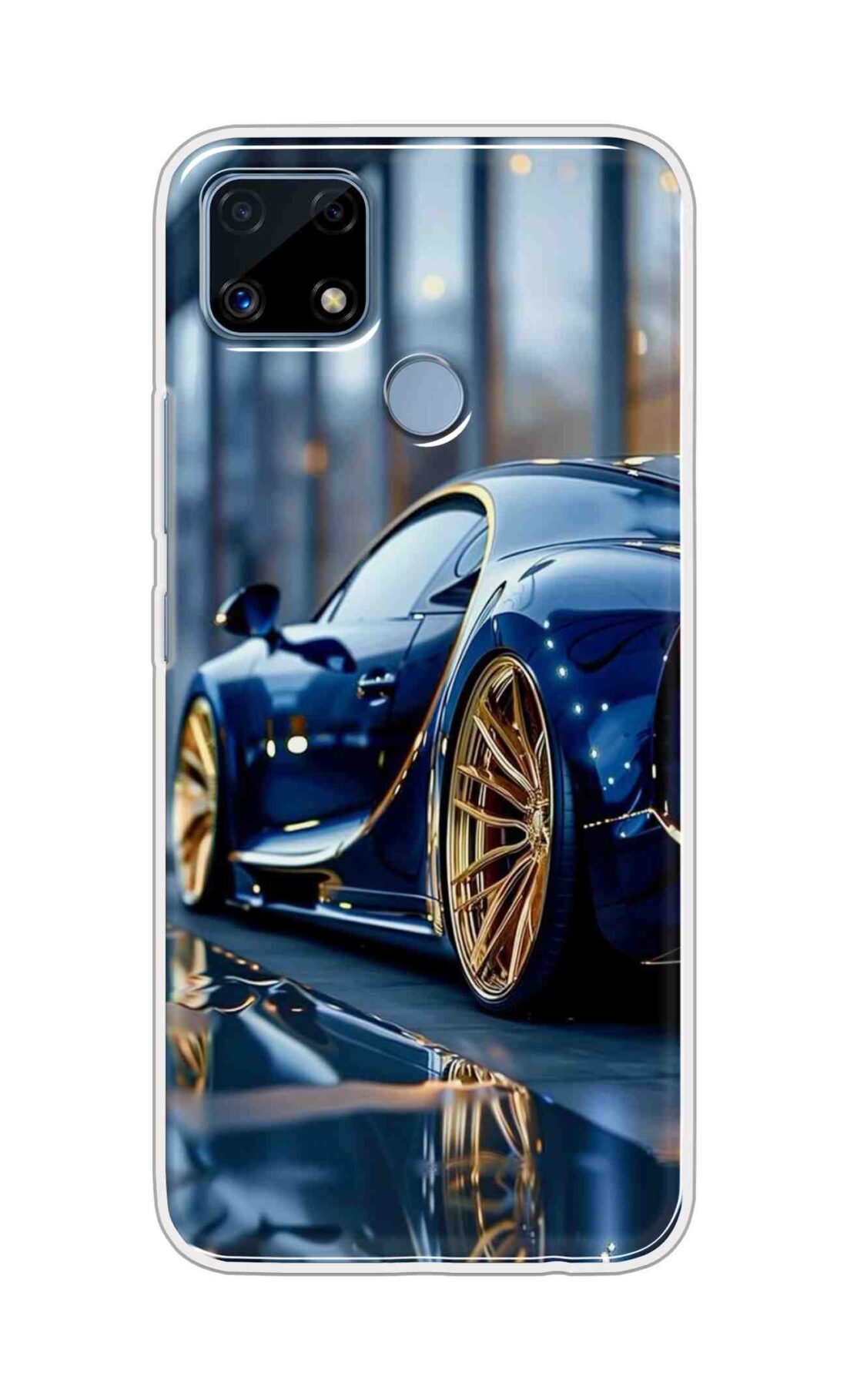 Coberta Back Cover For Realme C25s Back Cover Stylish Case - Black Car with Golden Tier Design D16477