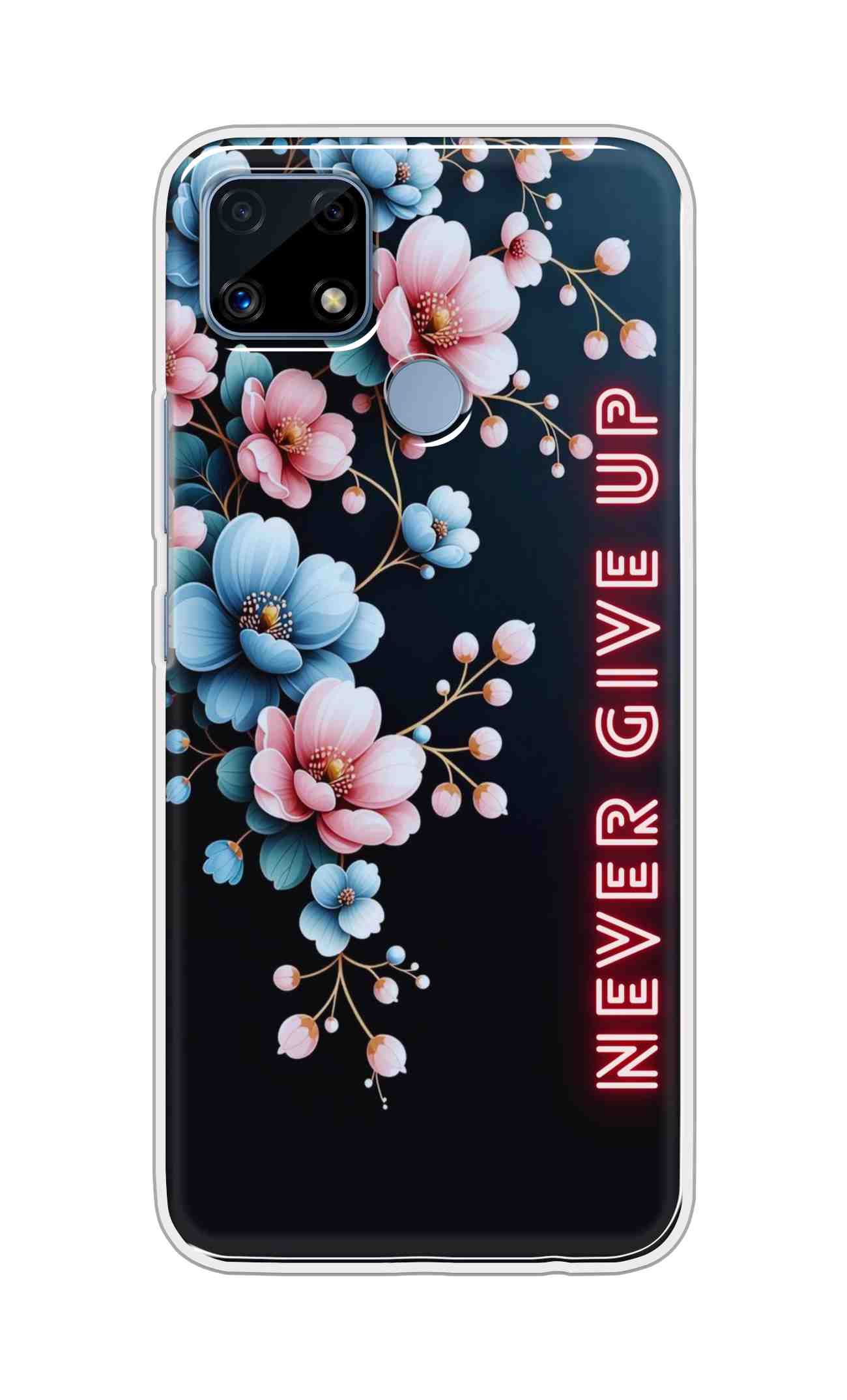 Coberta Back Cover For Realme C25s Back Cover Stylish Case - Never Give Up with Flowers Design D16500