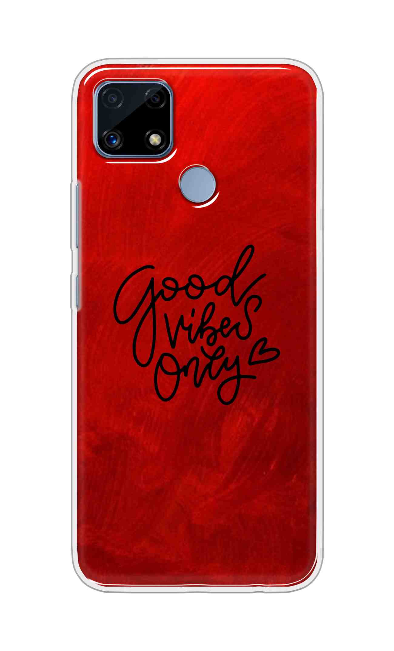 Coberta Back Cover For Realme C25s Back Cover Stylish Case - Good Vibes Only in Red Design D16507