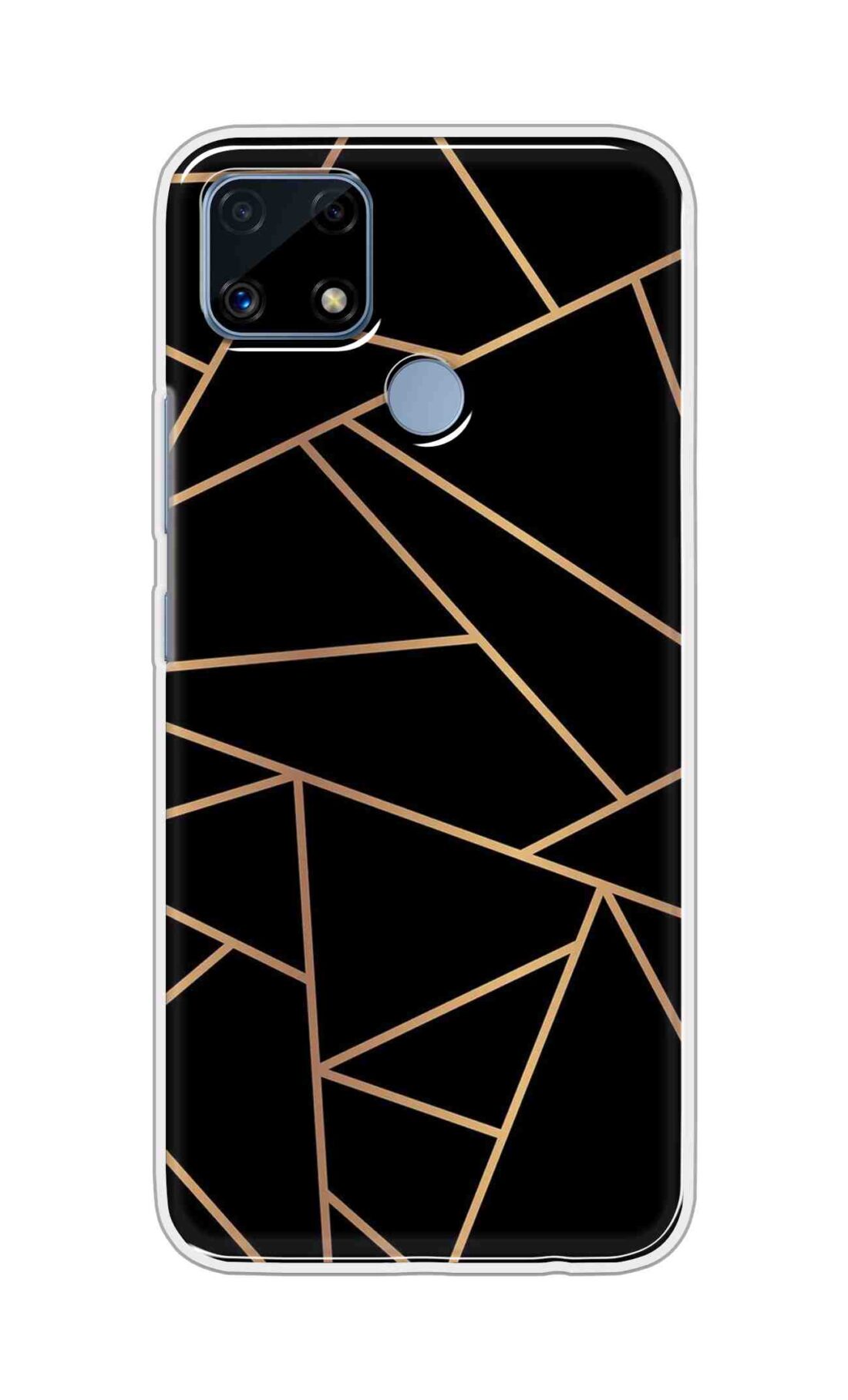 Coberta Back Cover For Realme C25s Back Cover Stylish Case - Golden Zig Zag Pattern in Black Design D16519