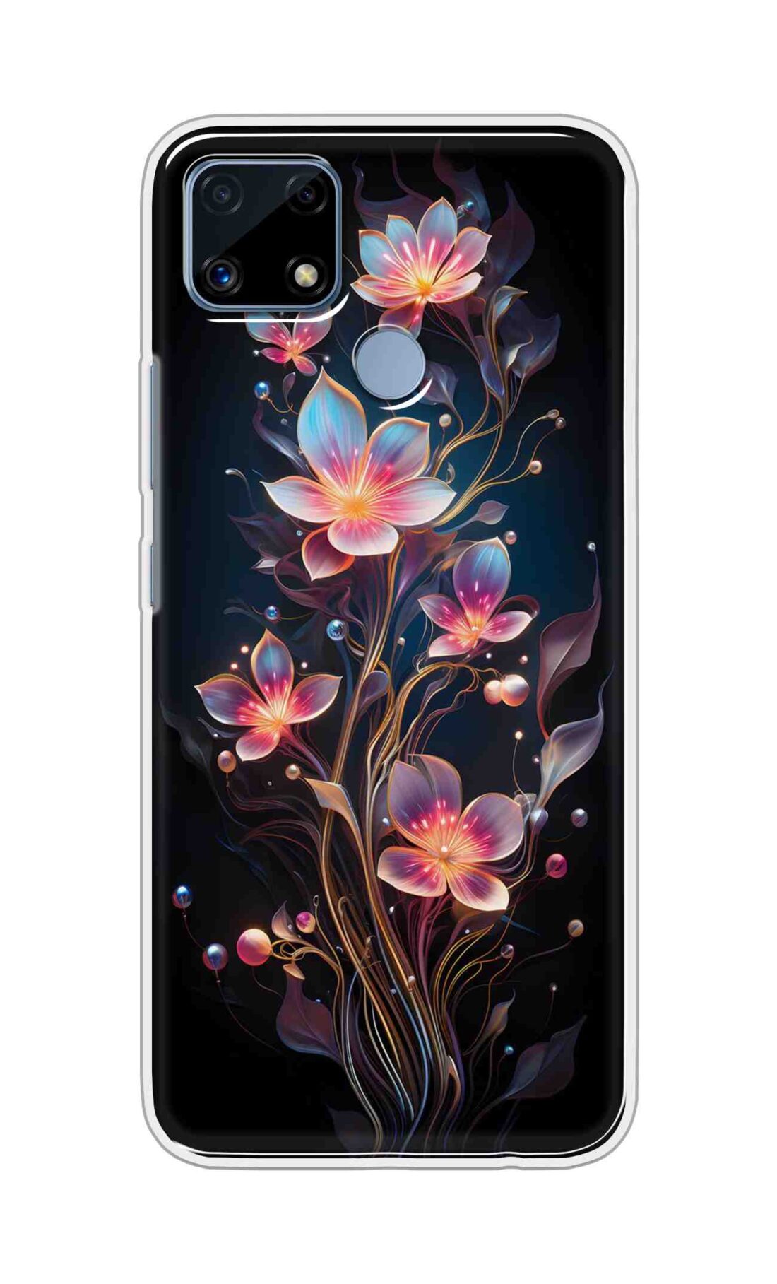 Coberta Back Cover For Realme C25s Back Cover Stylish Case - Asthetic Flowers in Black Design D16523