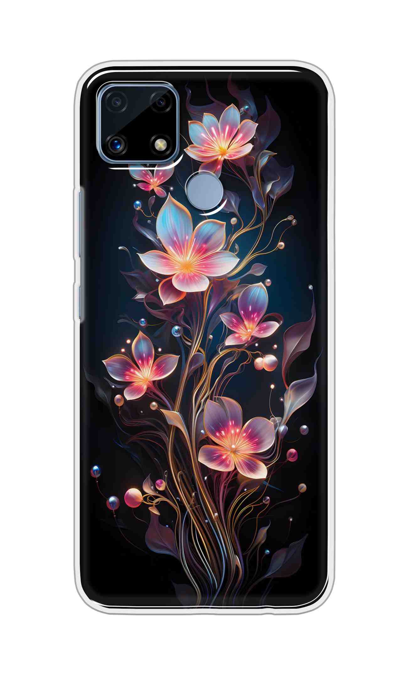 Coberta Back Cover For Realme C25s Back Cover Stylish Case - Asthetic Flowers in Black Design Design D16523