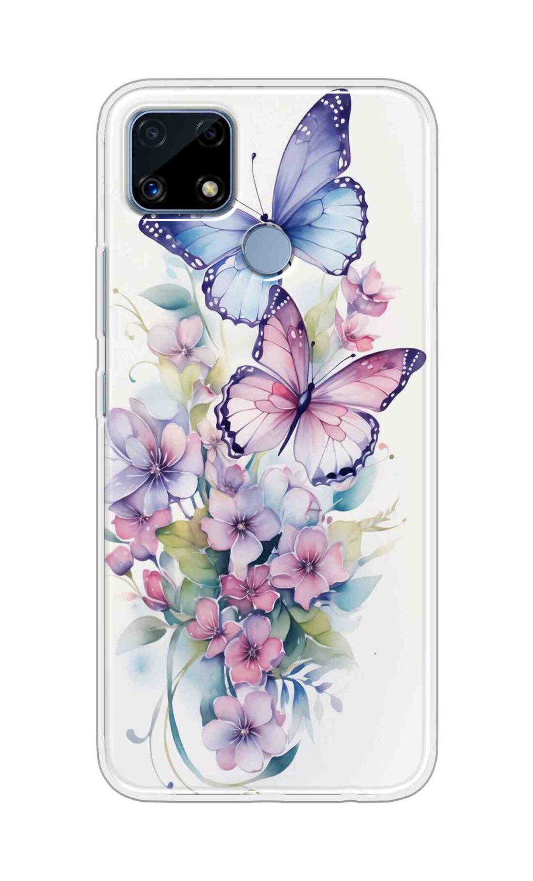 Coberta Back Cover For Realme C25s Back Cover Stylish Case - Butterfly with Flowers Design D16524