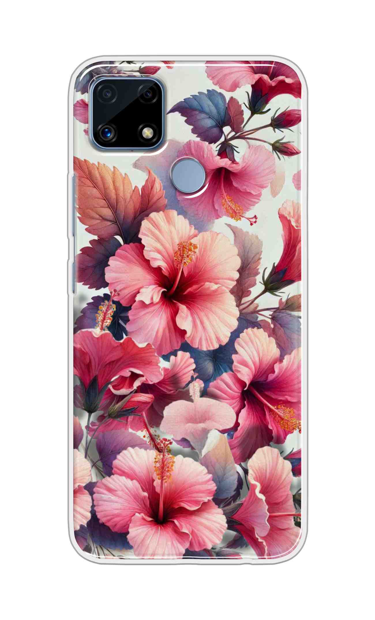 Coberta Back Cover For Realme C25s Back Cover Stylish Case - Pink Leaves and Flowers Design D16525