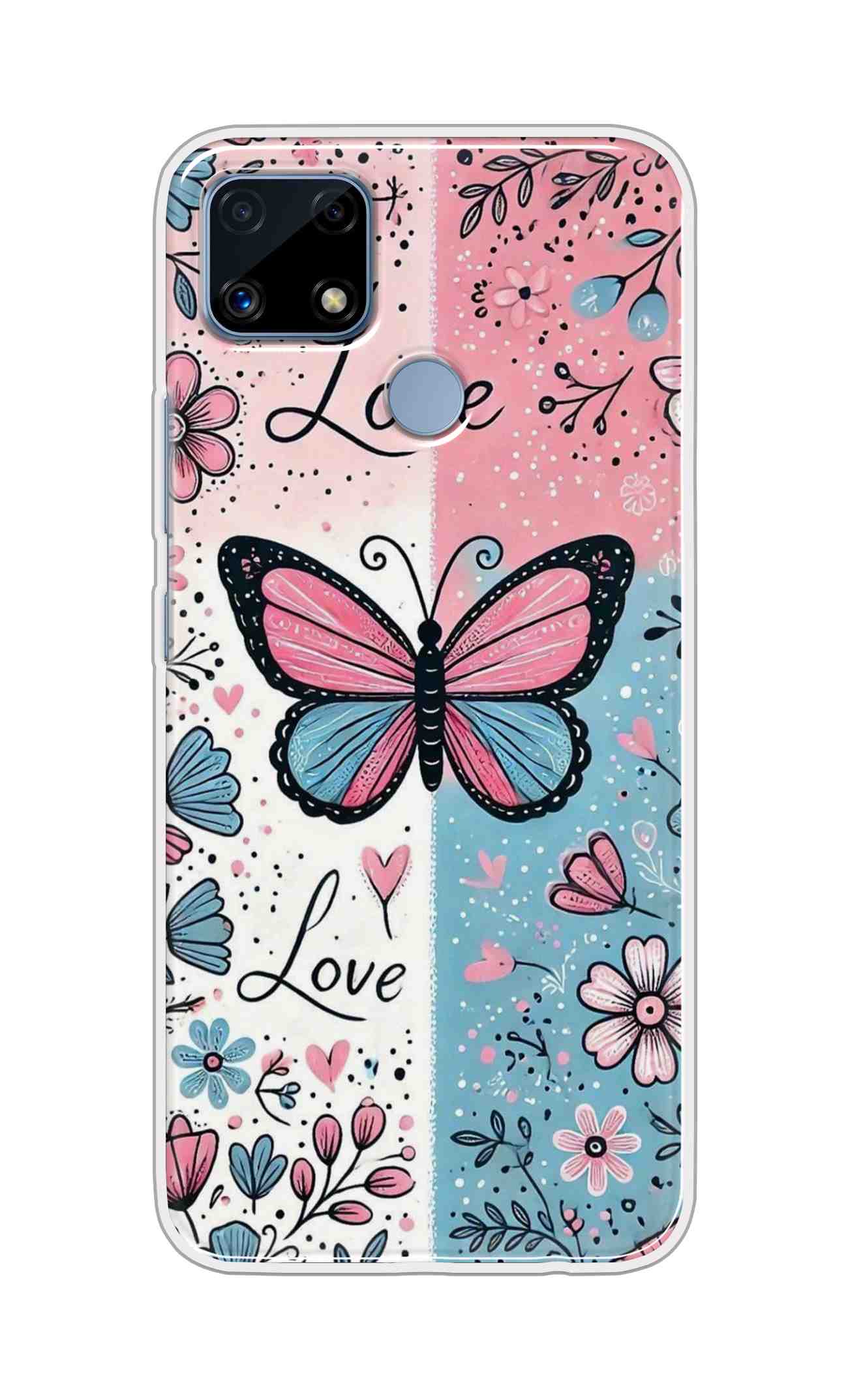Coberta Back Cover For Realme C25s Back Cover Stylish Case - Butterfly and Love Text Design D16526