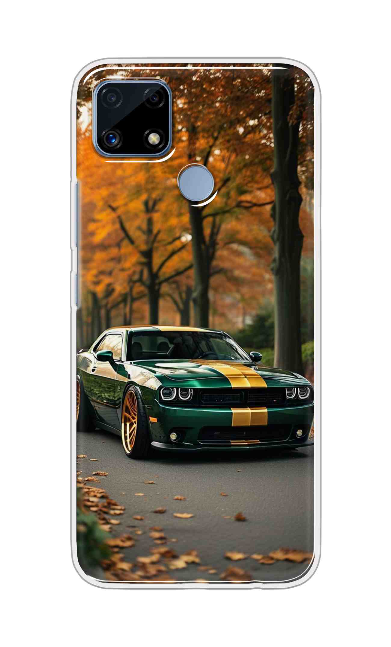 Coberta Back Cover For Realme C25s Back Cover Stylish Case - Golden Line in Green Design D16546