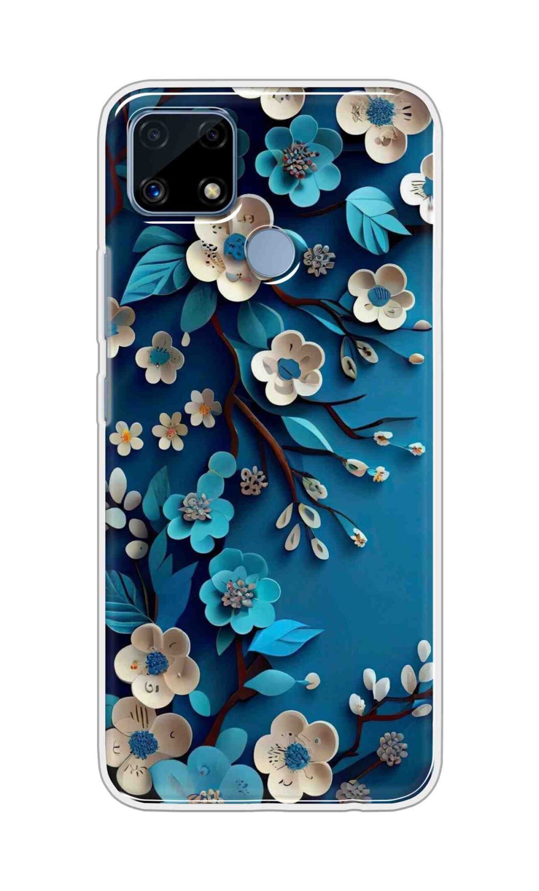 Coberta Back Cover For Realme C25s Back Cover Stylish Case - Blue and White Flowers Design D16551