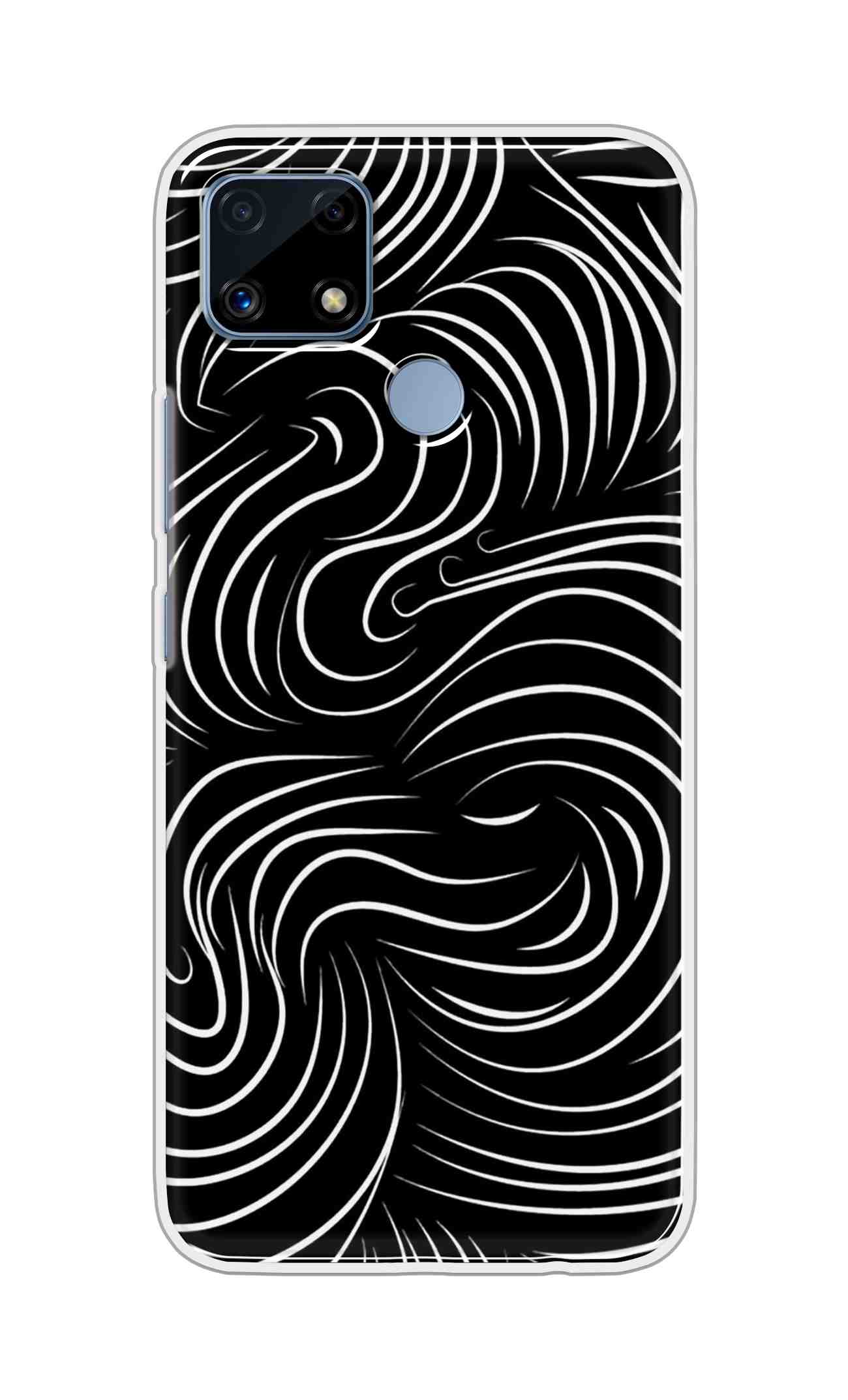 Coberta Back Cover For Realme C25s Back Cover Stylish Case - White Curves Design D16552