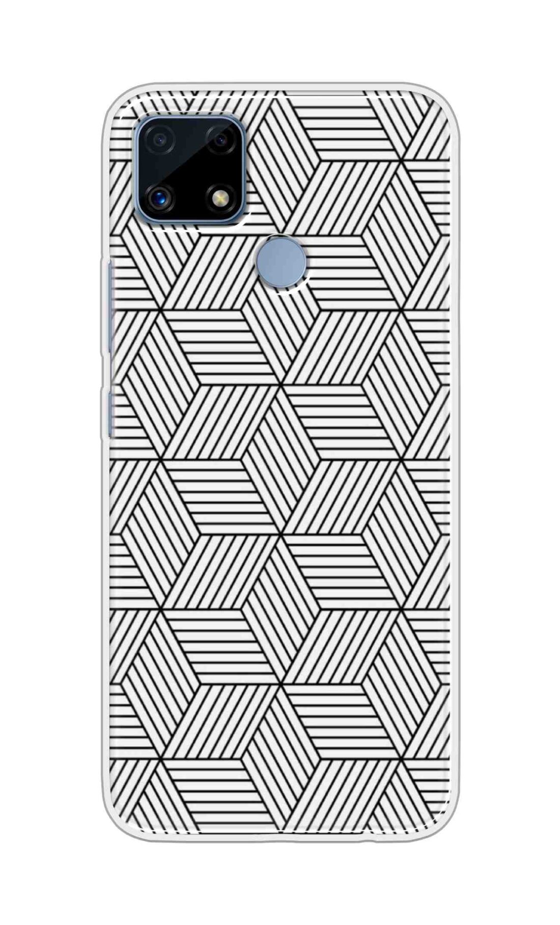 Coberta Back Cover For Realme C25s Back Cover Stylish Case - White and Black Zig Zag Design D16586