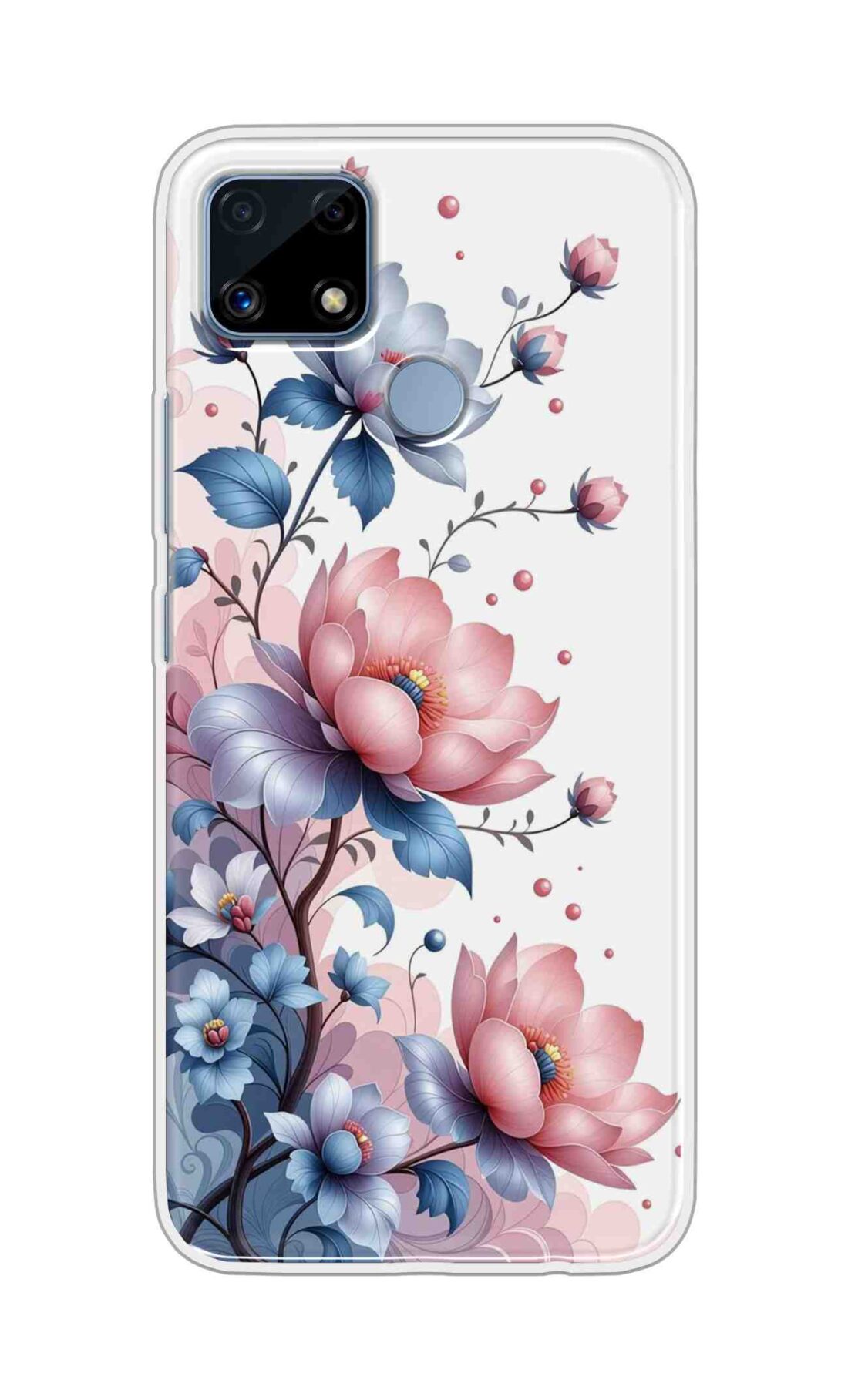 Coberta Back Cover For Realme C25s Back Cover Stylish Case - Asthetic Flowers in White Design D16607