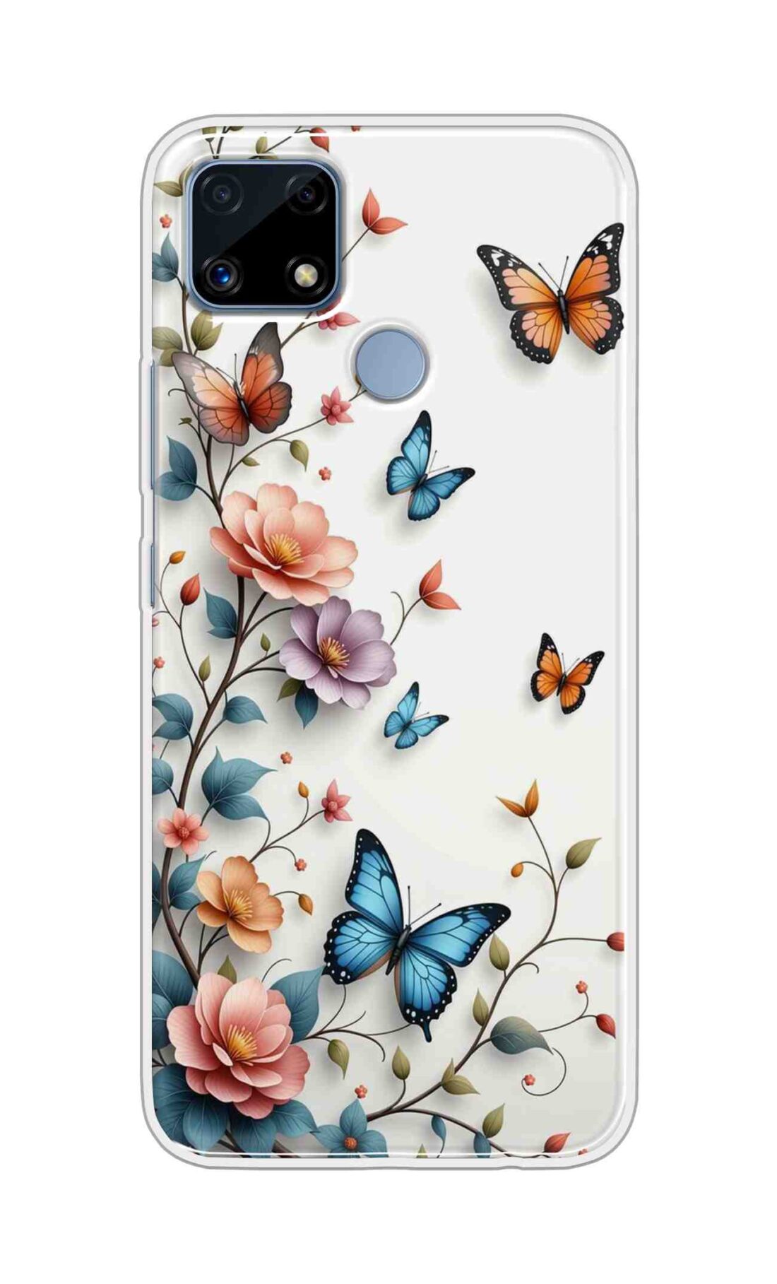 Coberta Back Cover For Realme C25s Back Cover Stylish Case - Multi Flowers and Butterflyes Design D16617