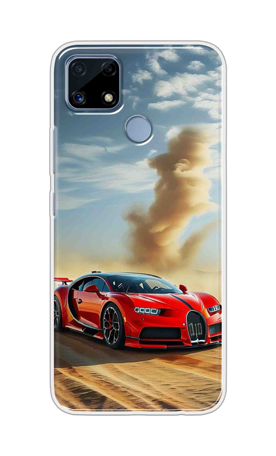 Coberta Back Cover For Realme C25s Back Cover Stylish Case - Red Modified Car on Sand Design D16634
