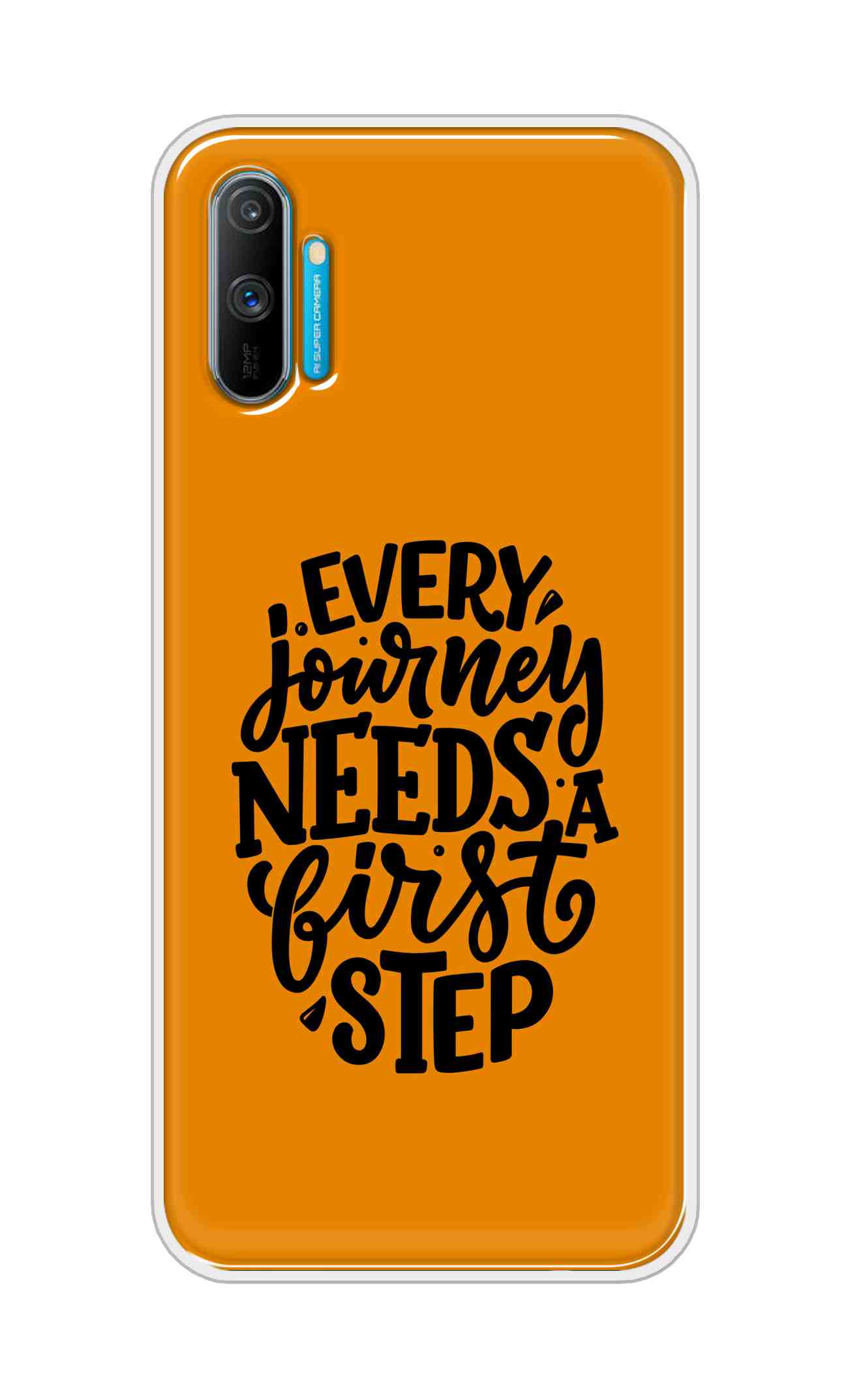 Coberta Back Cover For Realme C3 Back Cover Stylish Case - Every Journey Needs a First Step in Orange Design D16503