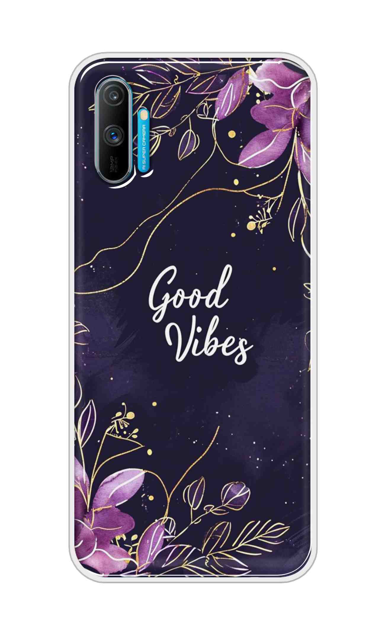 Coberta Back Cover For Realme C3 Back Cover Stylish Case - Good Vibes in Flowers Design D16517