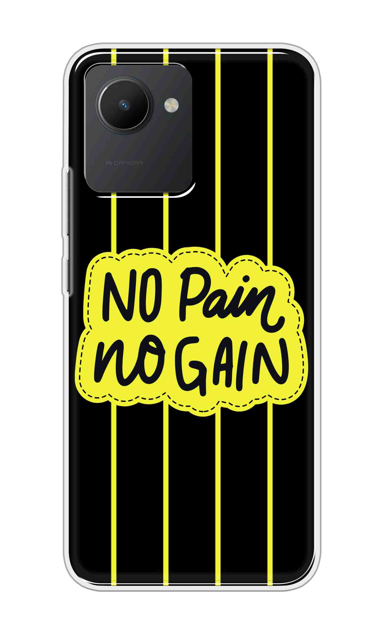 Coberta Back Cover For Realme C30 Back Cover Stylish Case - No Pain No Gain in Yellow Design D16508