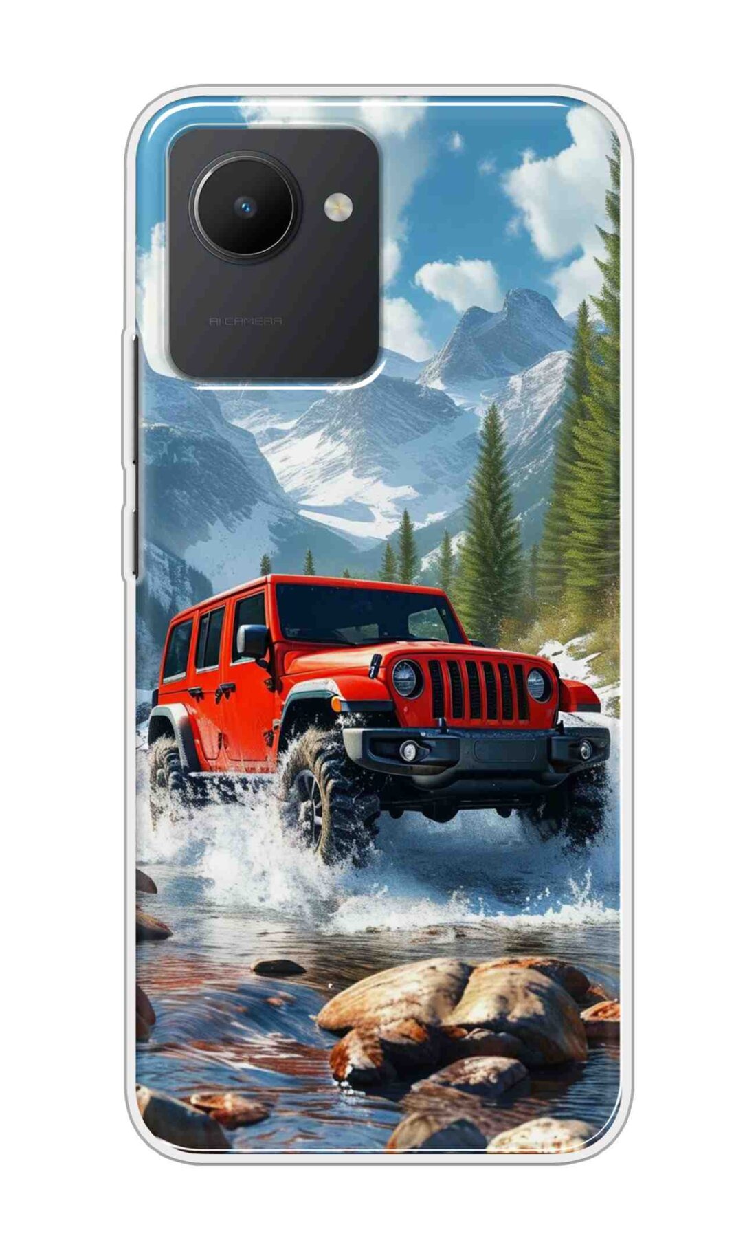 Coberta Back Cover For Realme C30 Back Cover Stylish Case - Red Car in Nature Design D16513