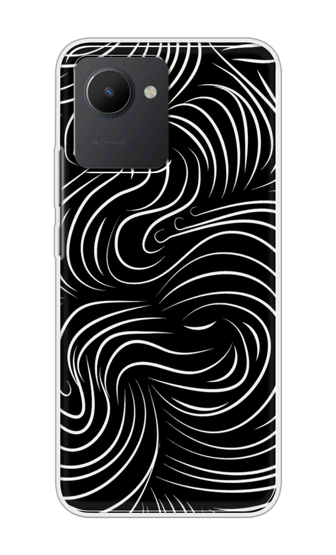 Coberta Back Cover For Realme C30 Back Cover Stylish Case - White Curves Design D16552