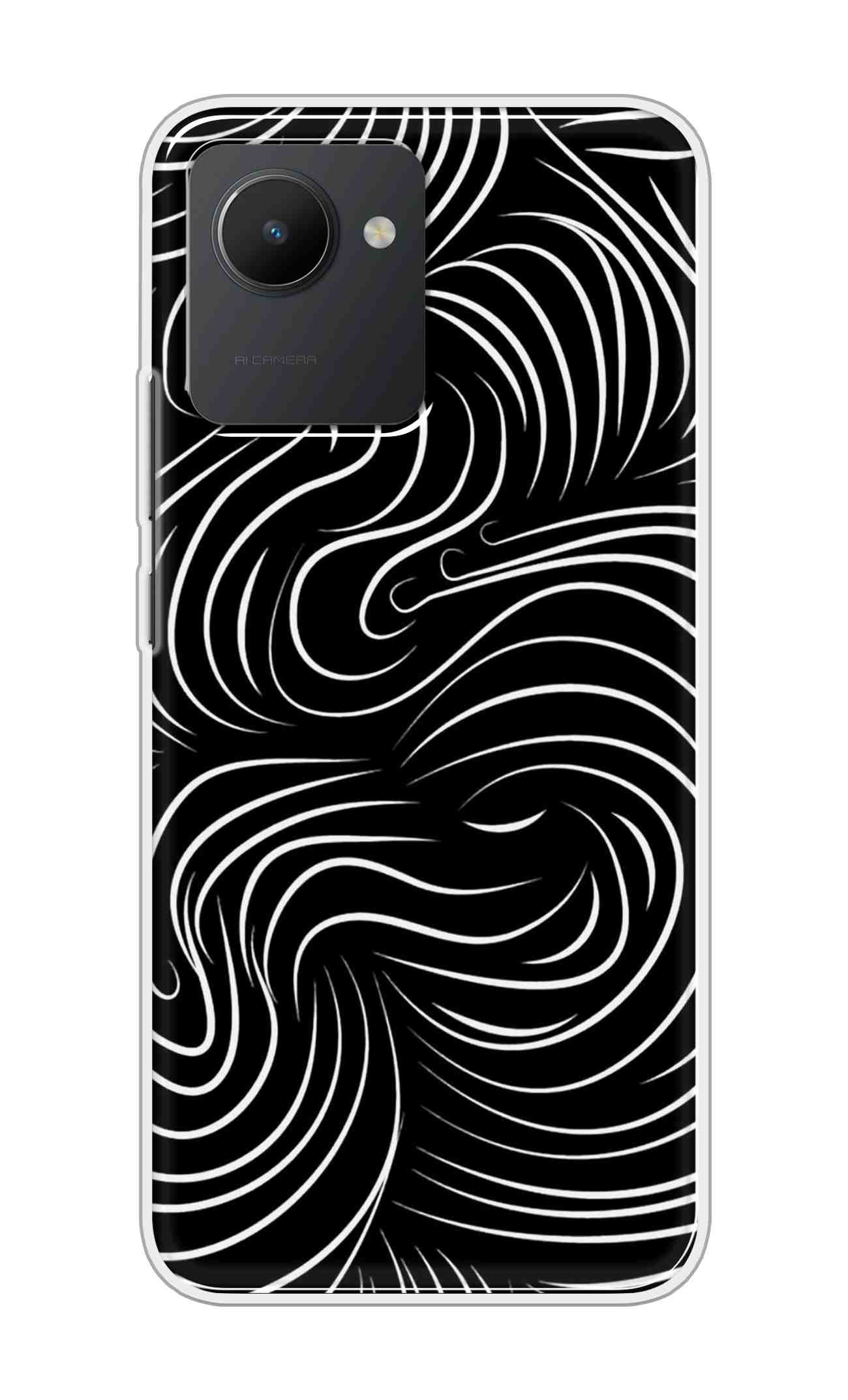 Coberta Back Cover For Realme C30 Back Cover Stylish Case - White Curves Design D16552