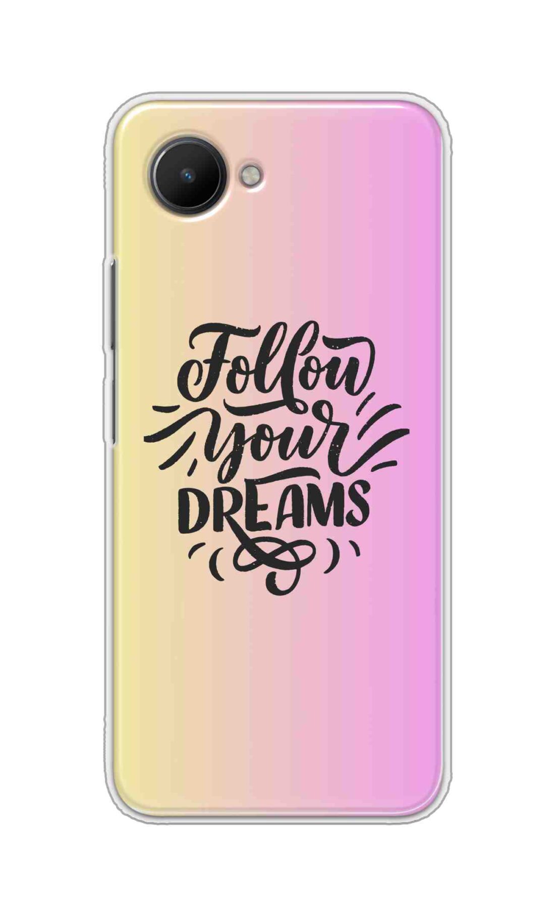 Coberta Back Cover For Realme C30s Back Cover Stylish Case - Follow Your Dreams In Pink And Yellow Design D16499