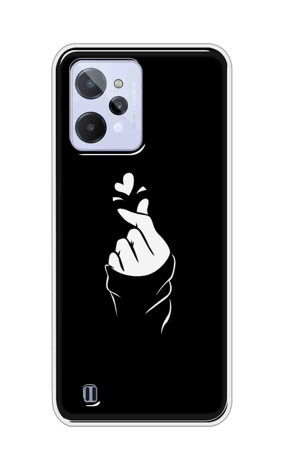 Coberta Back Cover For Realme C31 Back Cover Stylish Case - Black Korean Heart Design D11802