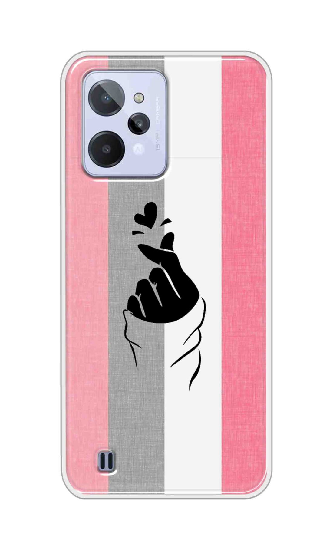 Coberta Back Cover For Realme C31 Back Cover Stylish Case - Pink and Grey Korean Heart Design D11894
