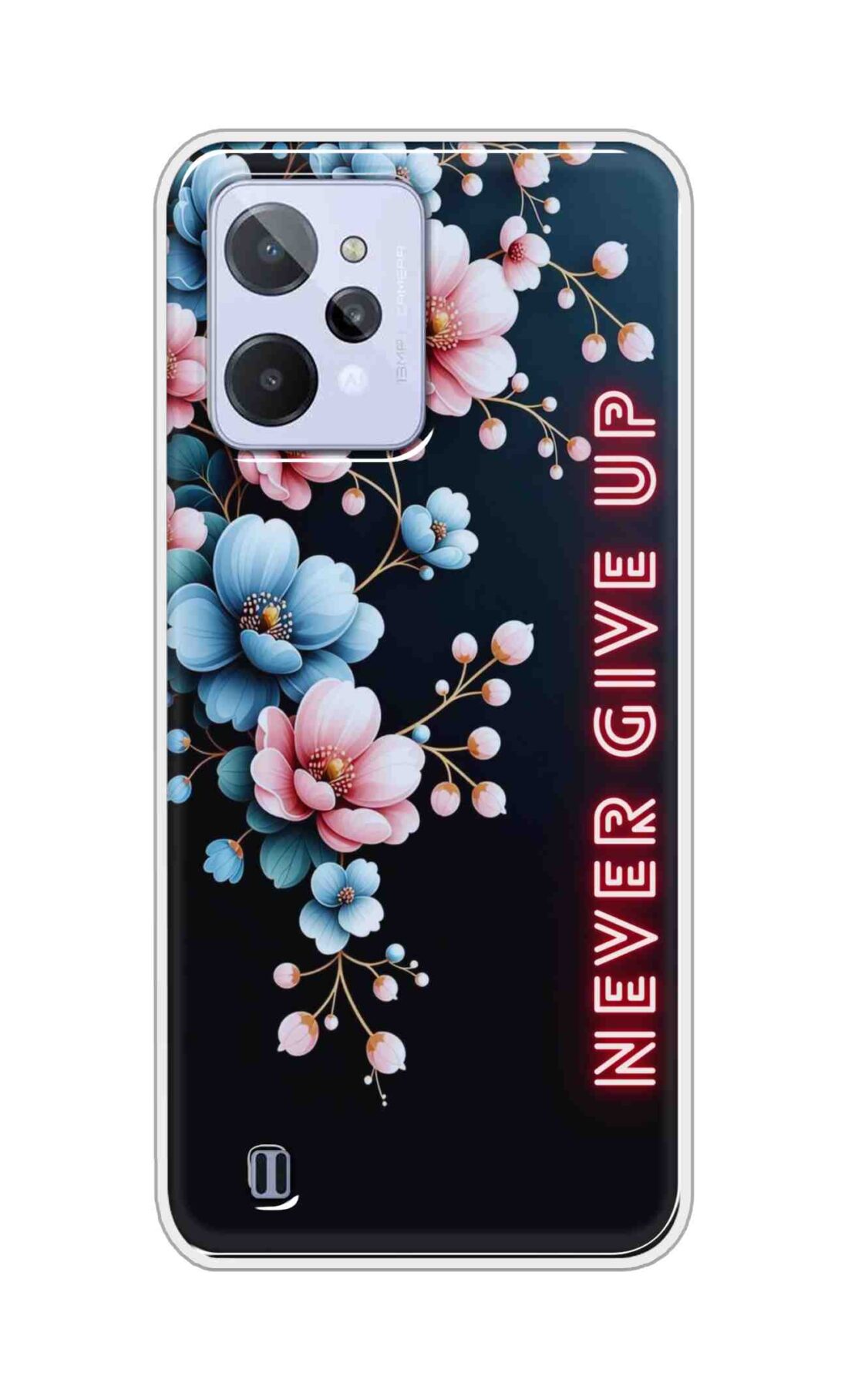 Coberta Back Cover For Realme C31 Back Cover Stylish Case - Never Give Up with Flowers Design D16500