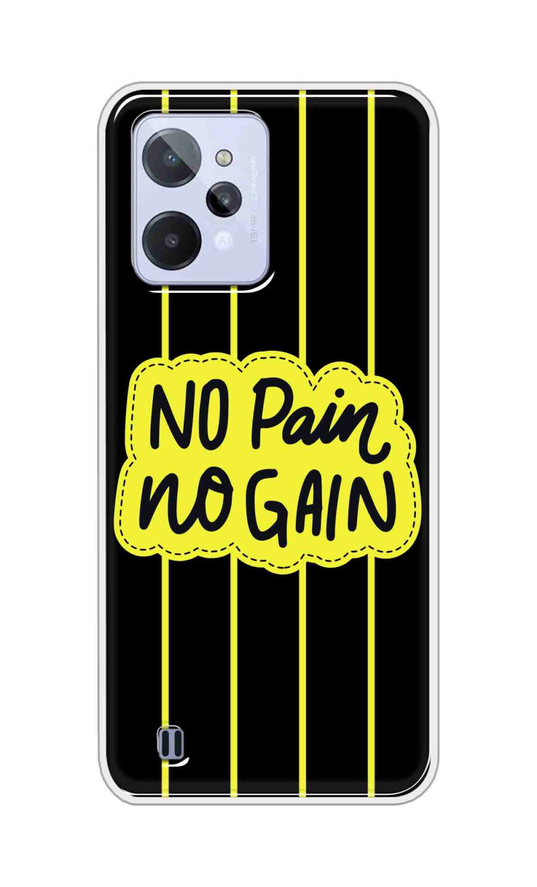 Coberta Back Cover For Realme C31 Back Cover Stylish Case - No Pain No Gain in Yellow Design D16508